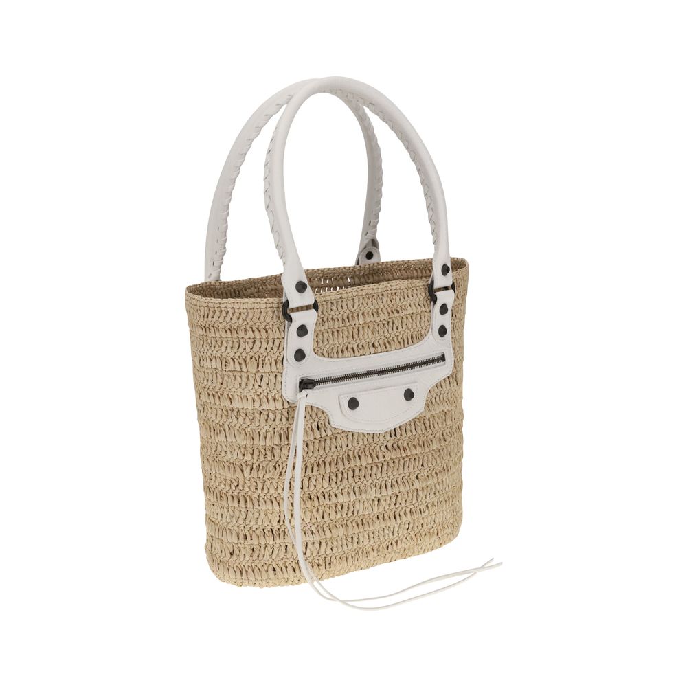 Balenciaga Le City small straw Shoulder Bag