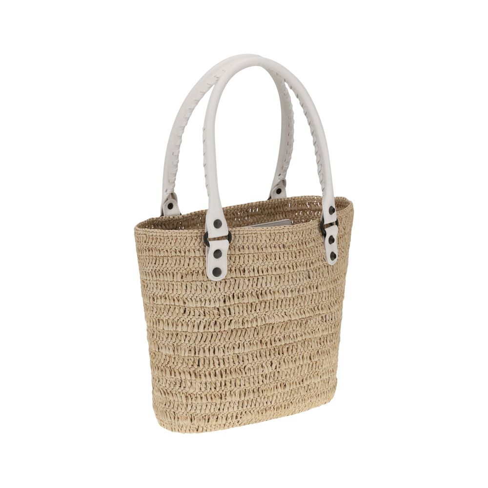 Balenciaga Le City small straw Shoulder Bag