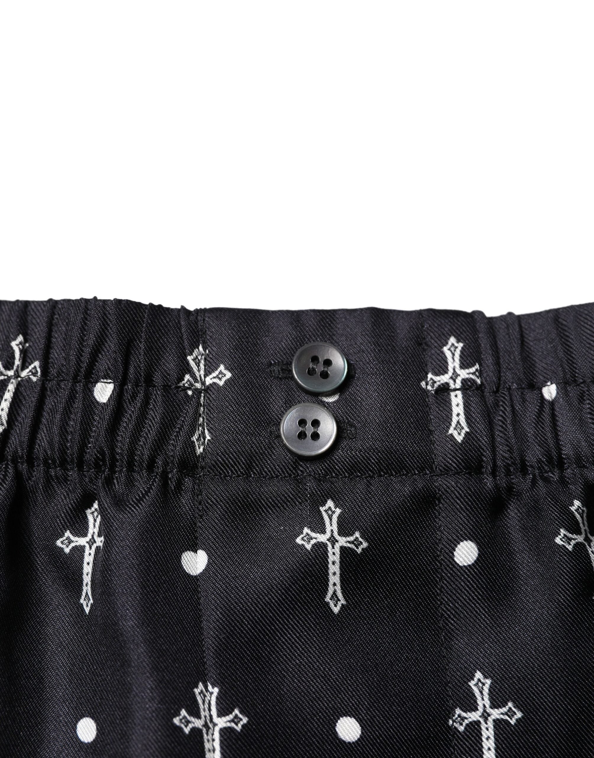 Dolce & Gabbana Black Silk Printed Shorts Underwear