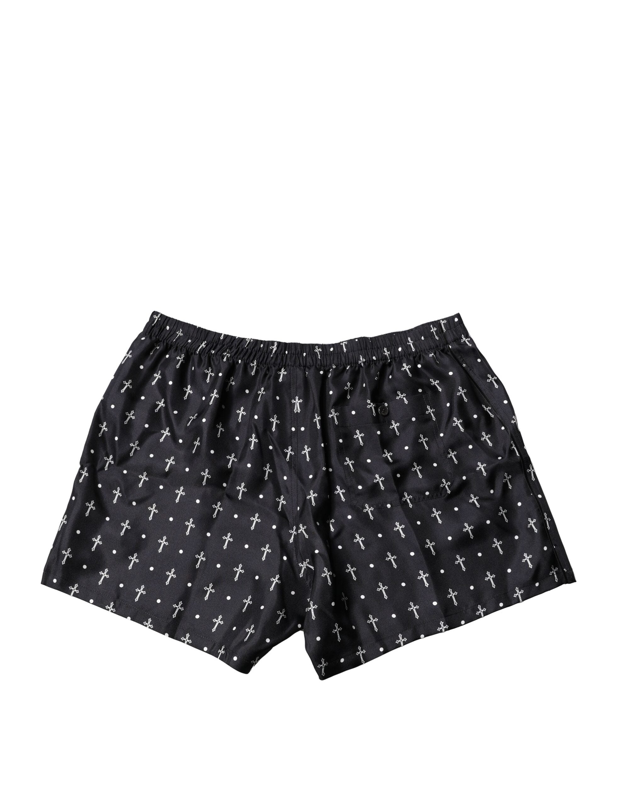 Dolce & Gabbana Black Silk Printed Shorts Underwear