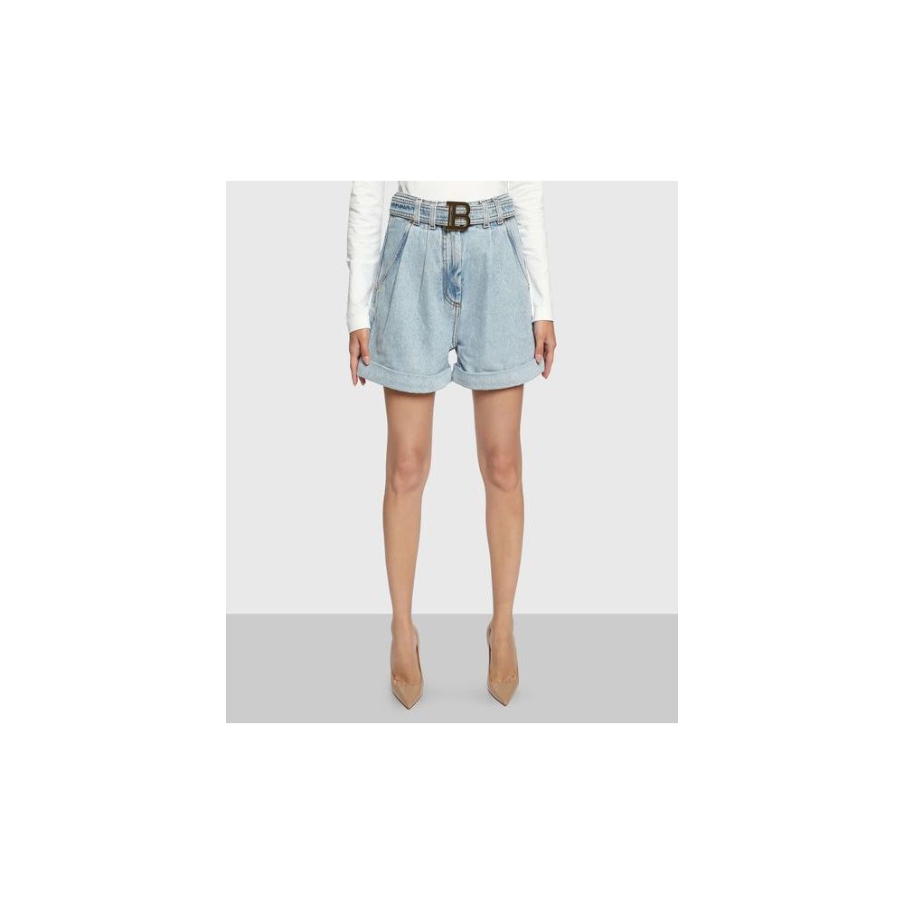 Balmain Blue Cotton Short