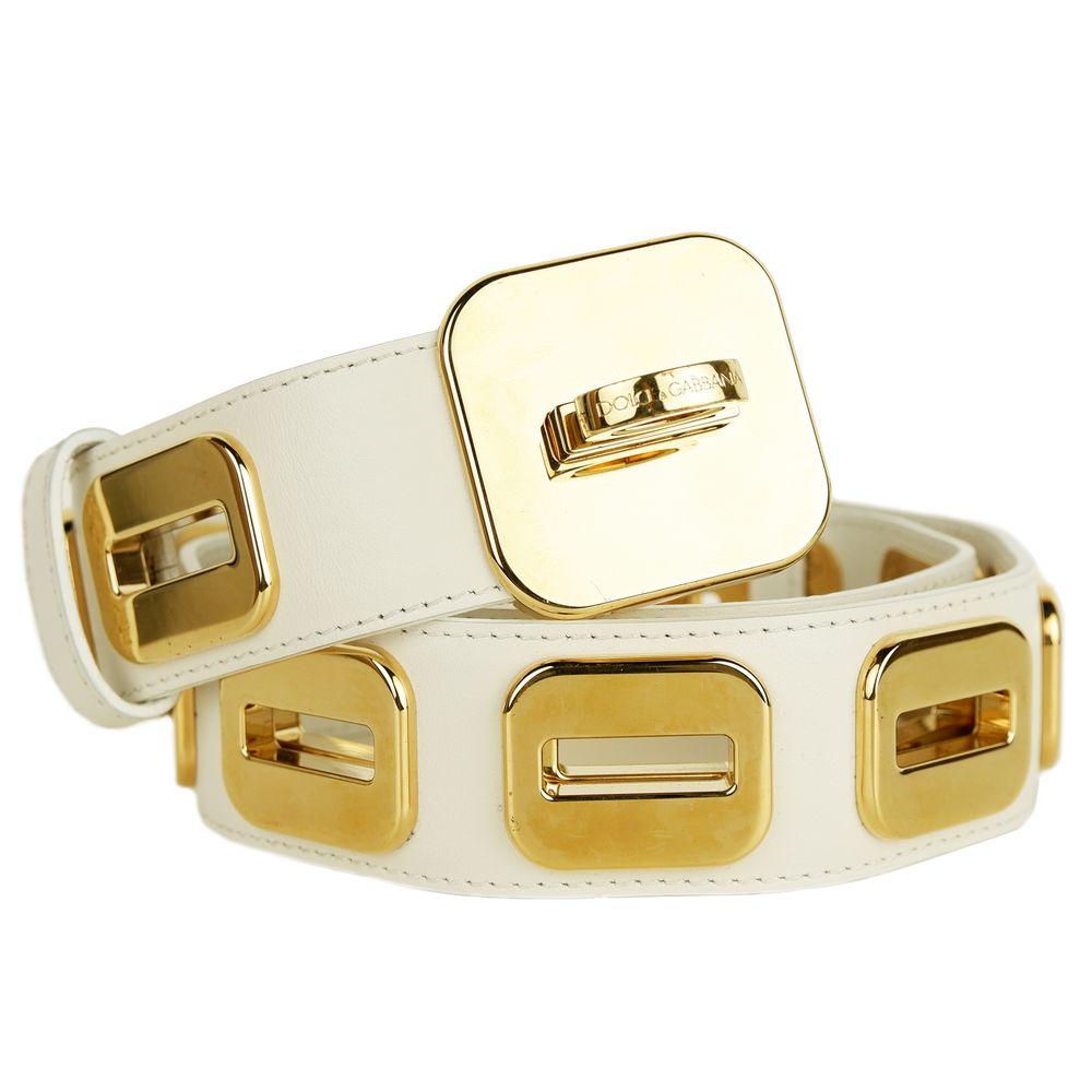 Dolce & Gabbana White Calfskin Women Belt