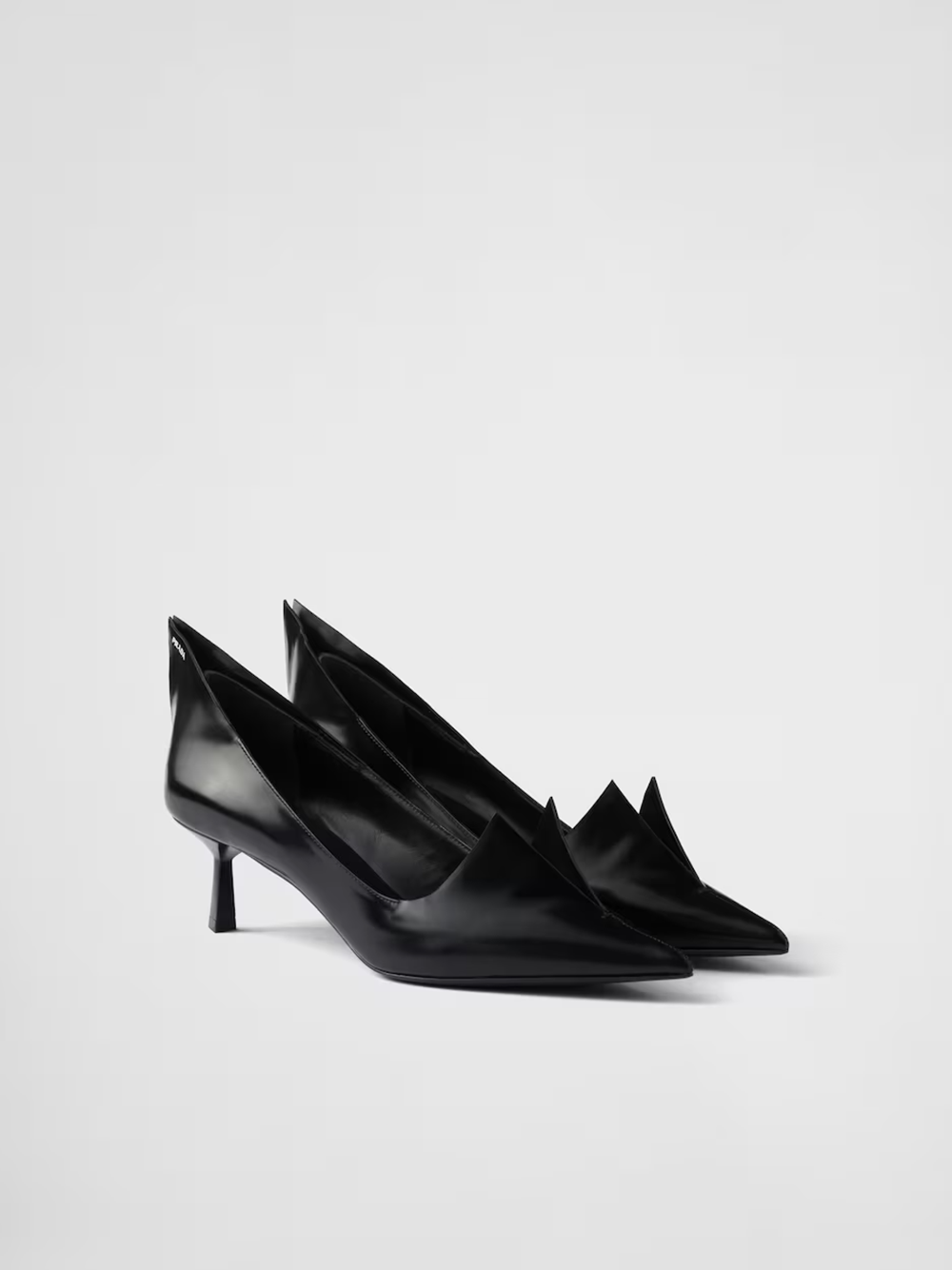 Prada Black Brushed Leather Pumps