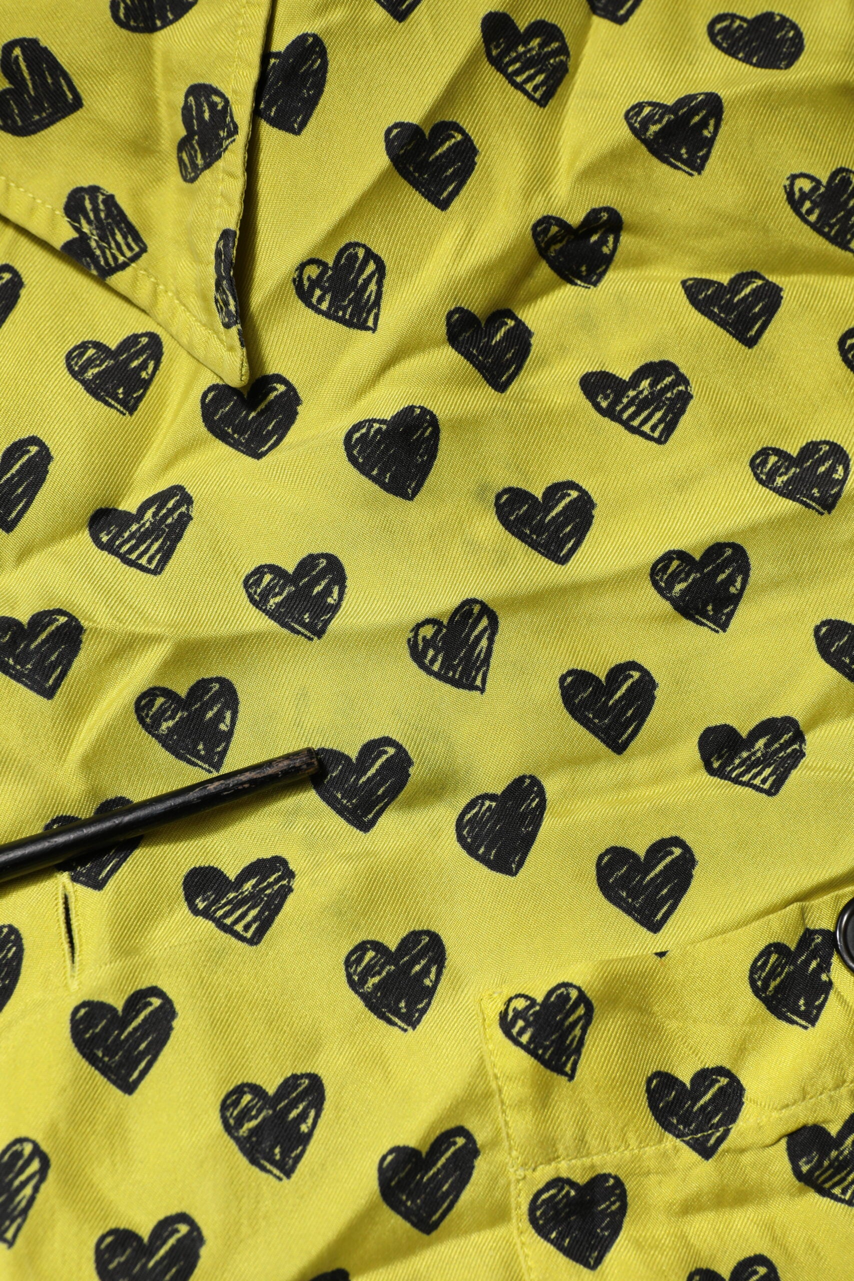 Dolce & Gabbana Yellow Heart Short Sleeves Men Casual Shirt