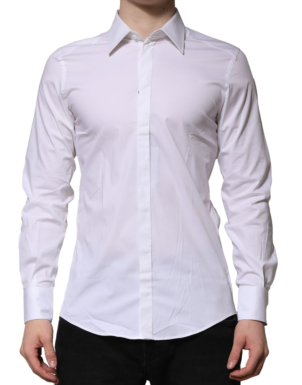 Dolce & Gabbana White MARTINI Long Sleeves Dress Formal Shirt