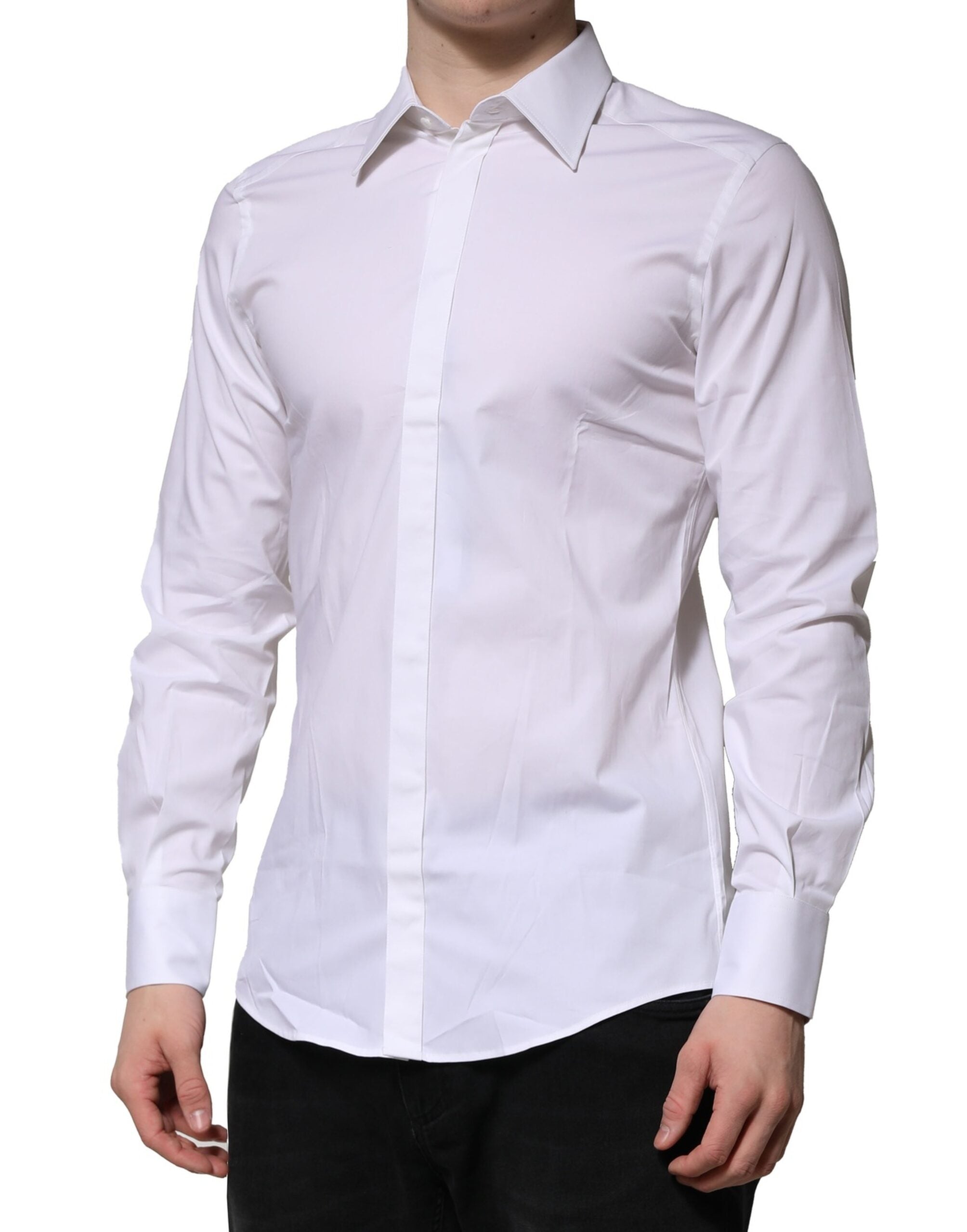 Dolce & Gabbana White MARTINI Long Sleeves Dress Formal Shirt