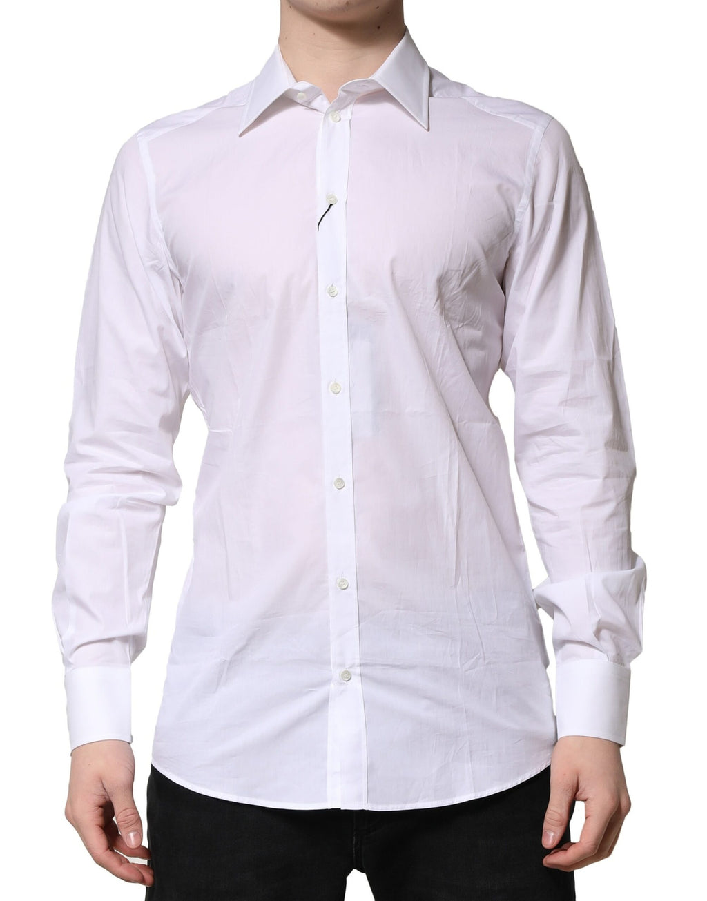 Dolce & Gabbana White Cotton GOLD Long Sleeves Formal Shirt