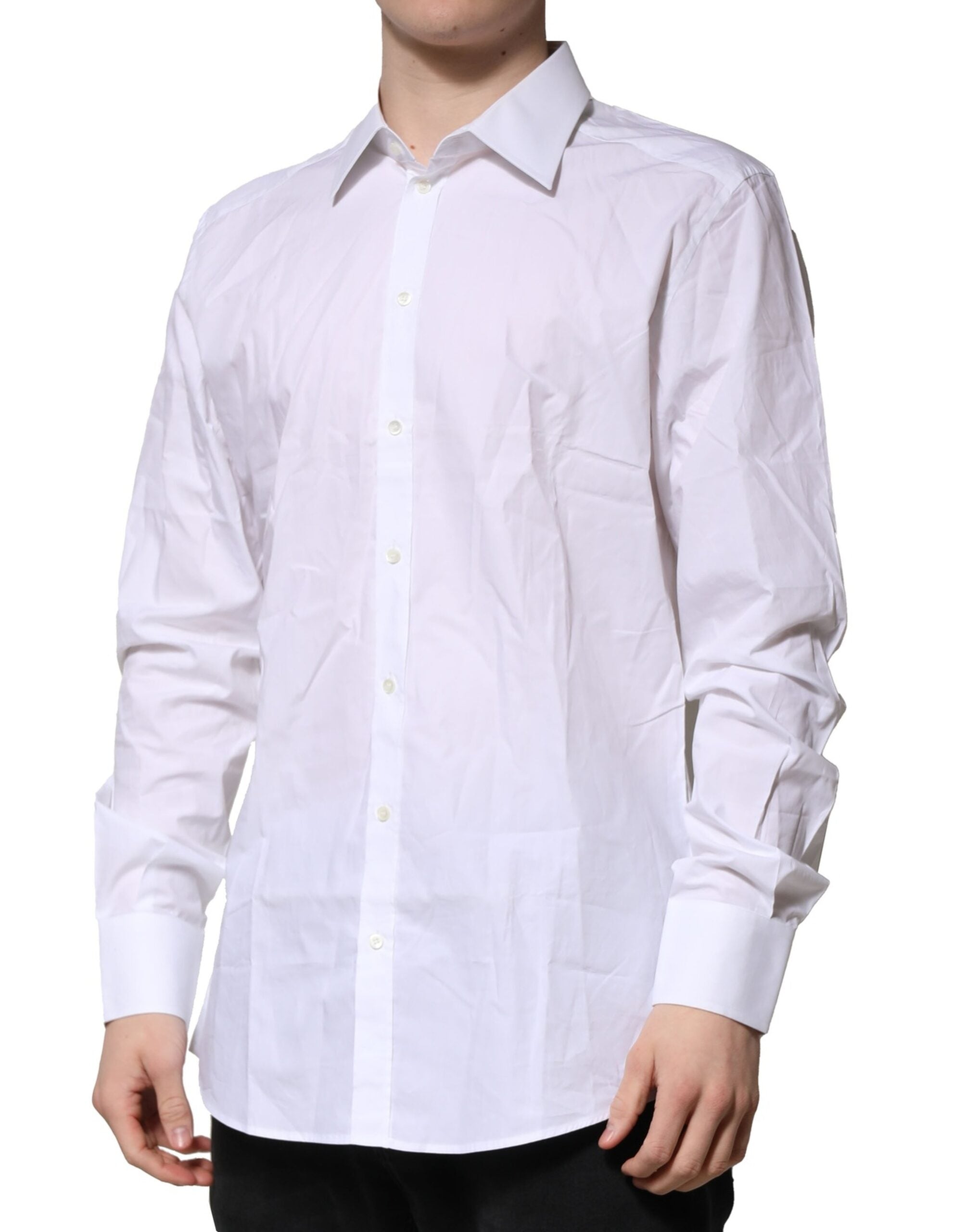 Dolce & Gabbana White GOLD Long Sleeves Dress Formal Shirt