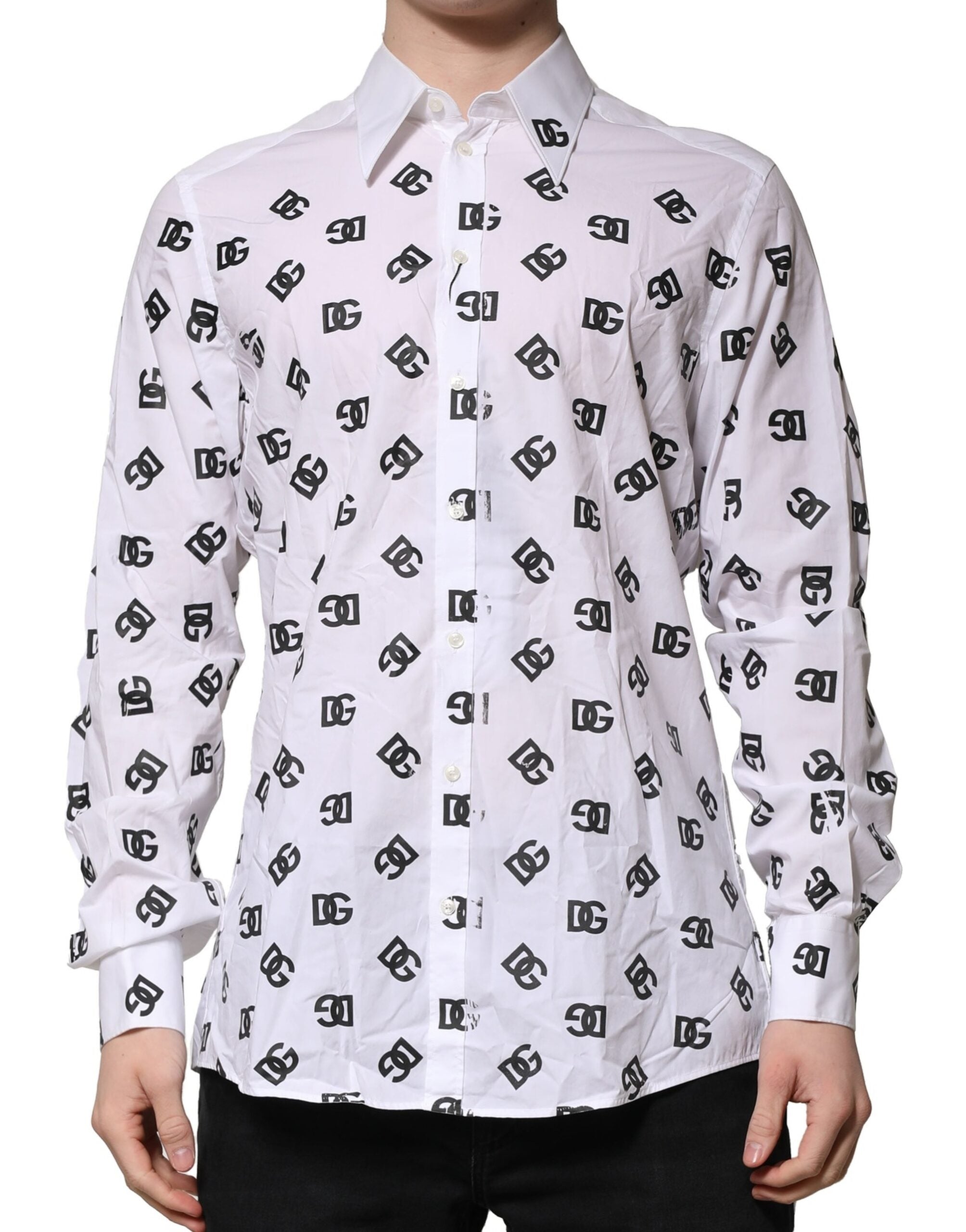 Dolce & Gabbana White MARTINI DG Logo Print Formal Shirt