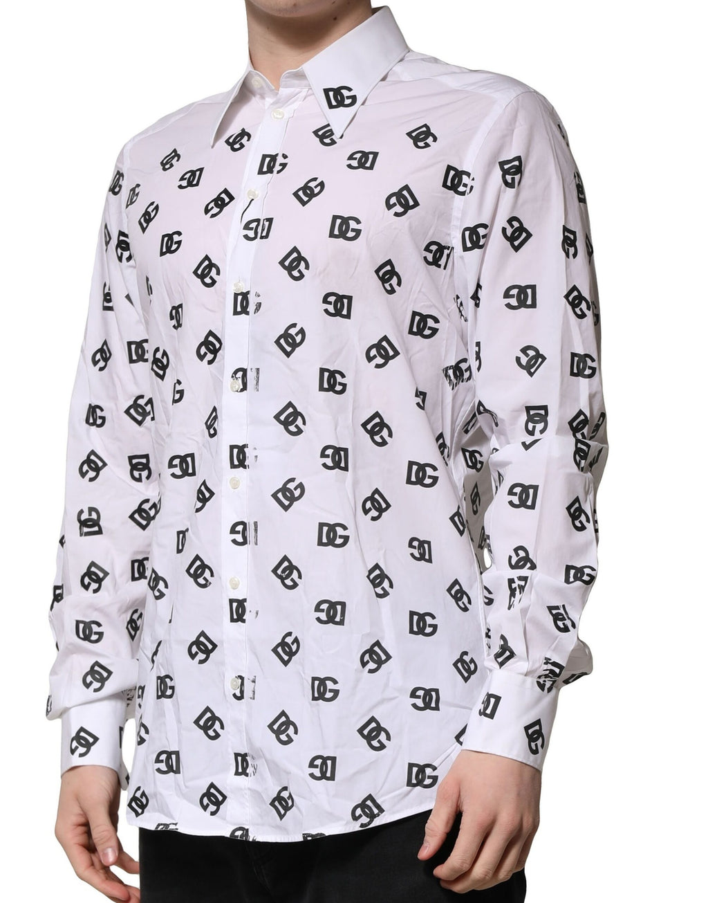Dolce & Gabbana White MARTINI DG Logo Print Formal Shirt