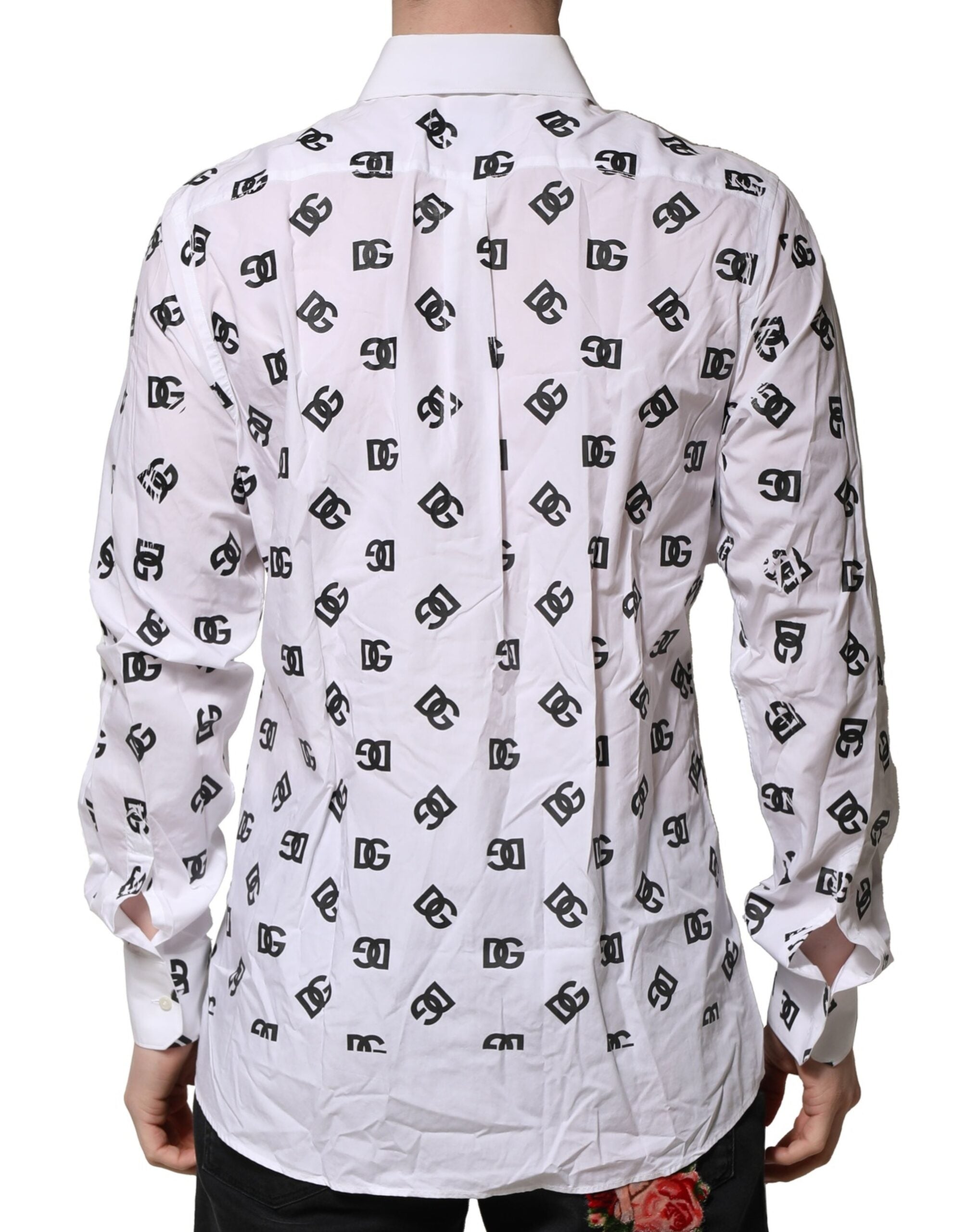 Dolce & Gabbana White MARTINI DG Logo Print Formal Shirt