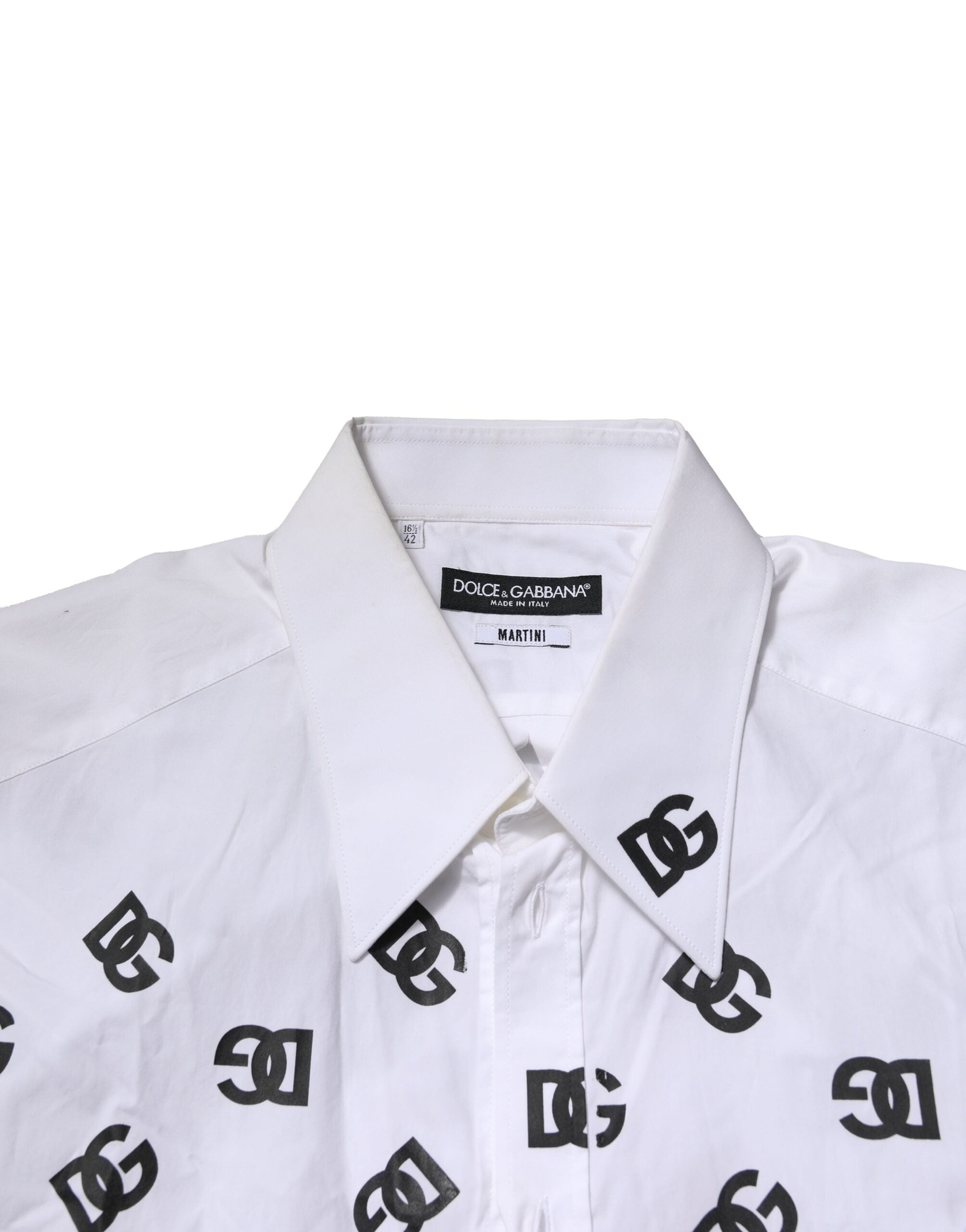 Dolce & Gabbana White MARTINI DG Logo Print Formal Shirt