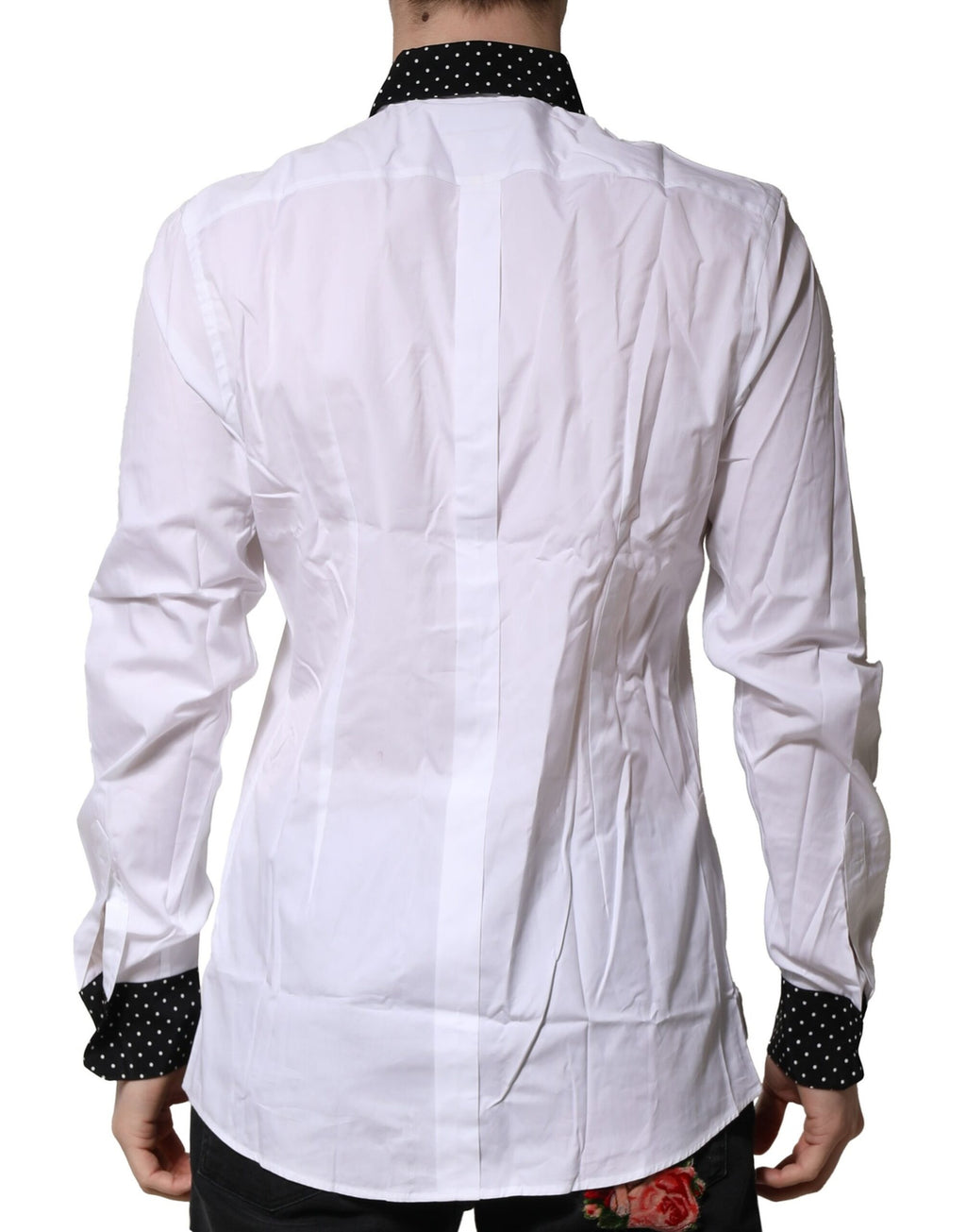 Dolce & Gabbana White Dotted GOLD Men Dress Men Formal Shirt