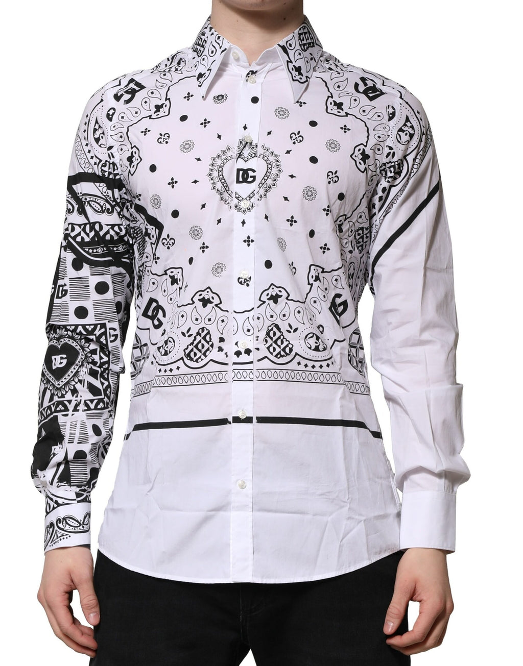 Dolce & Gabbana White MARTINI Bandana Print Formal Shirt