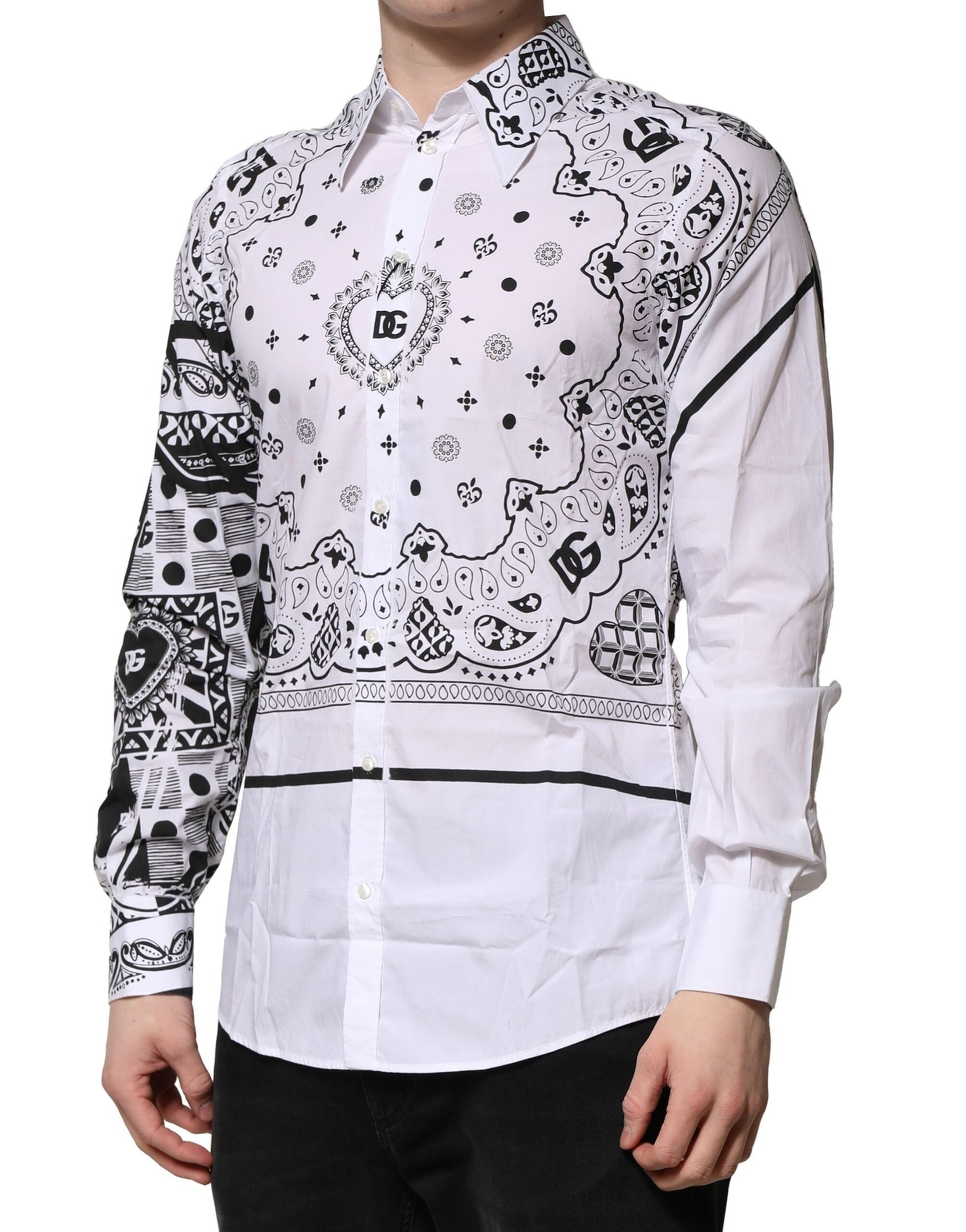 Dolce & Gabbana White MARTINI Bandana Print Formal Shirt