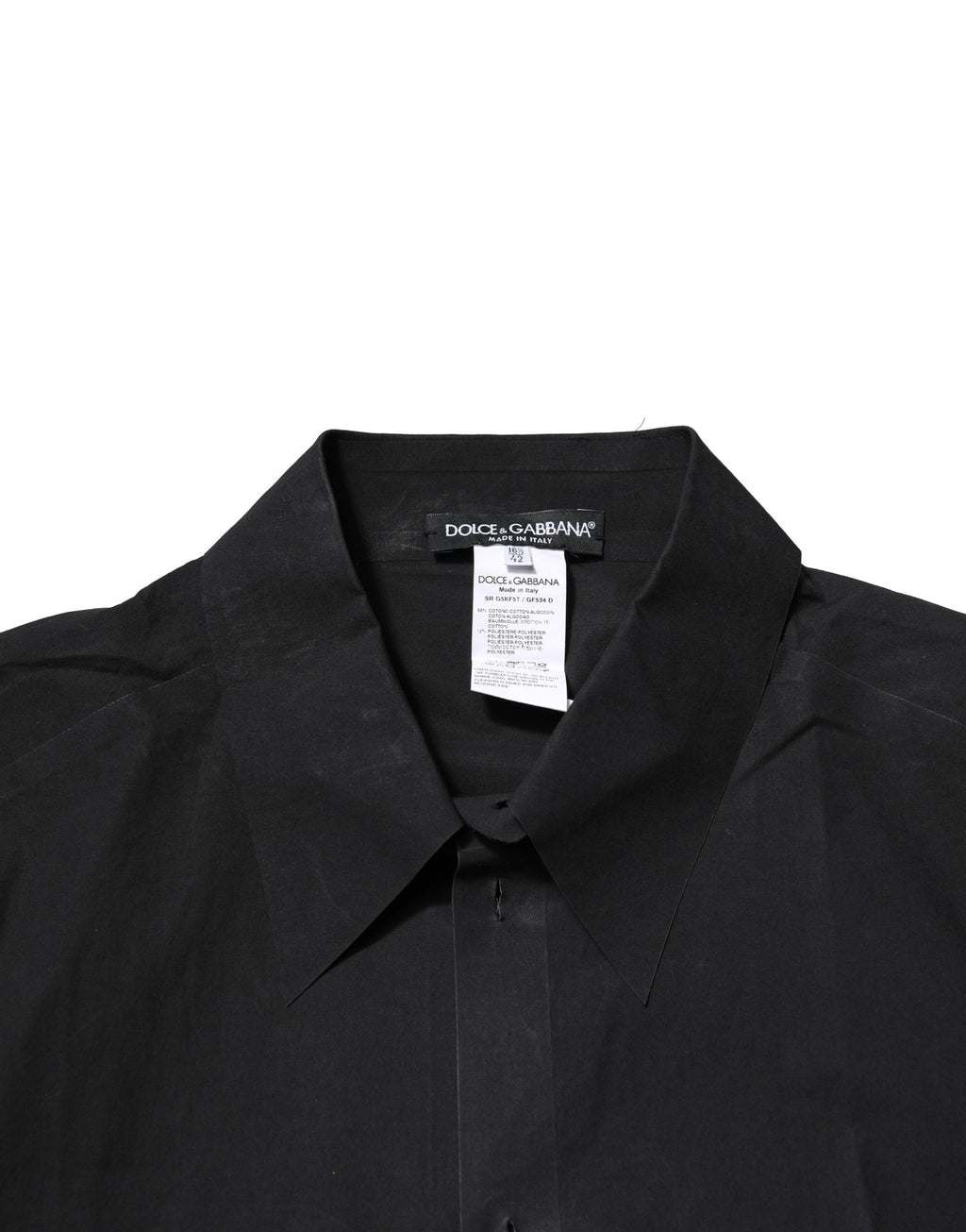 Dolce & Gabbana Black Cotton Long Sleeve Dress Formal Shirt