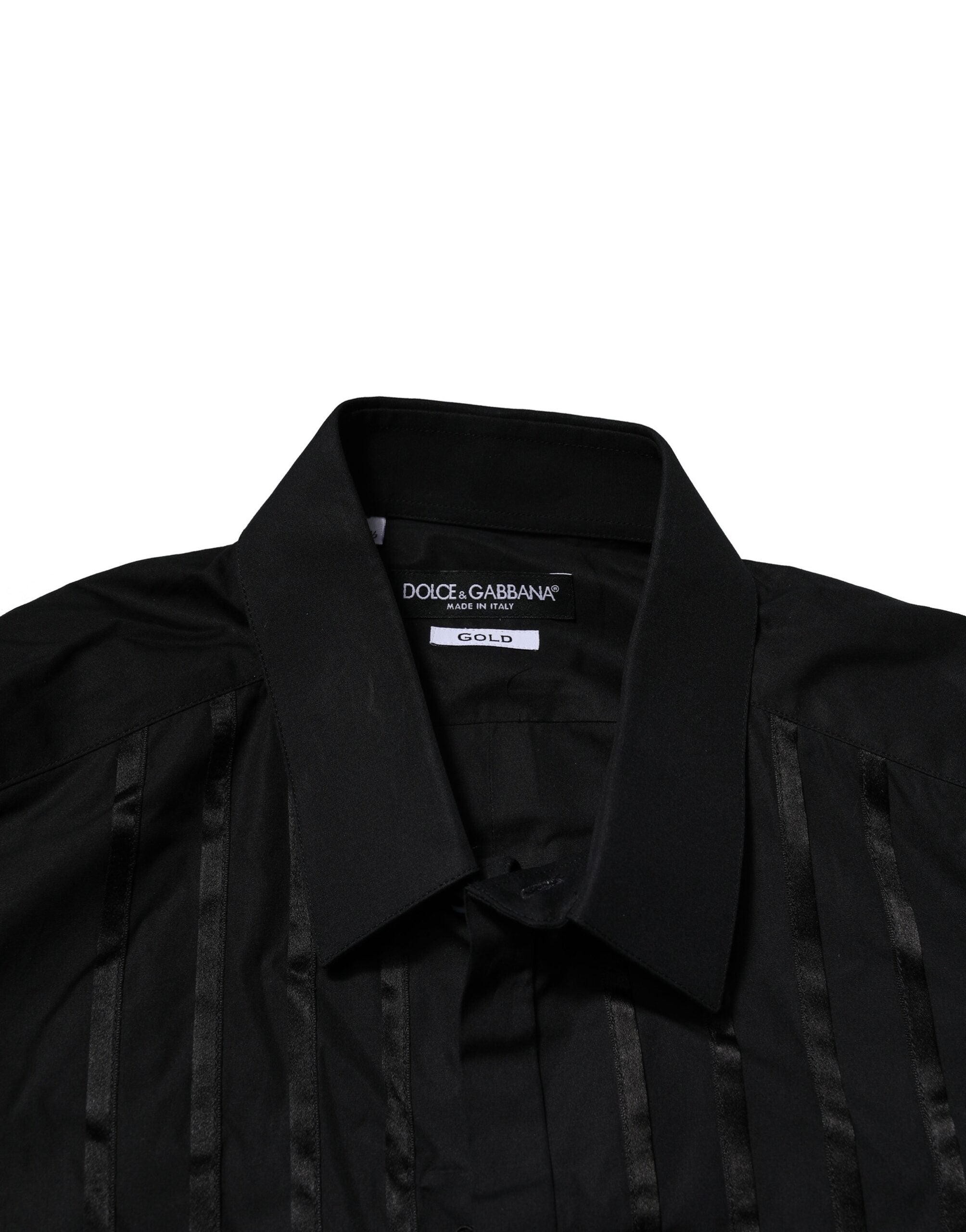 Dolce & Gabbana Black Cotton GOLD Mens Dress Formal Shirt