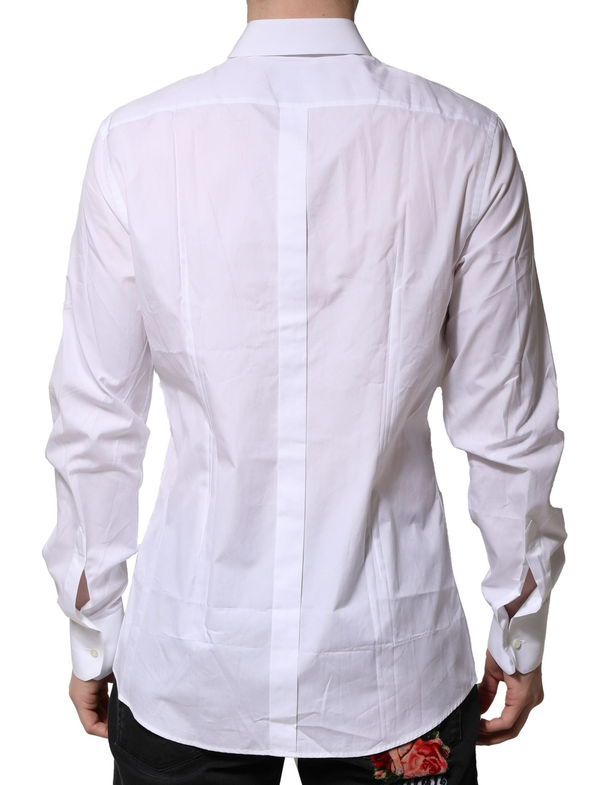 Dolce & Gabbana White Cotton GOLD Mens Dress Formal Shirt