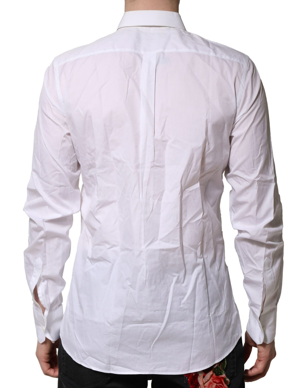 Dolce & Gabbana White Cotton Ruffled Detailing Formal Shirt