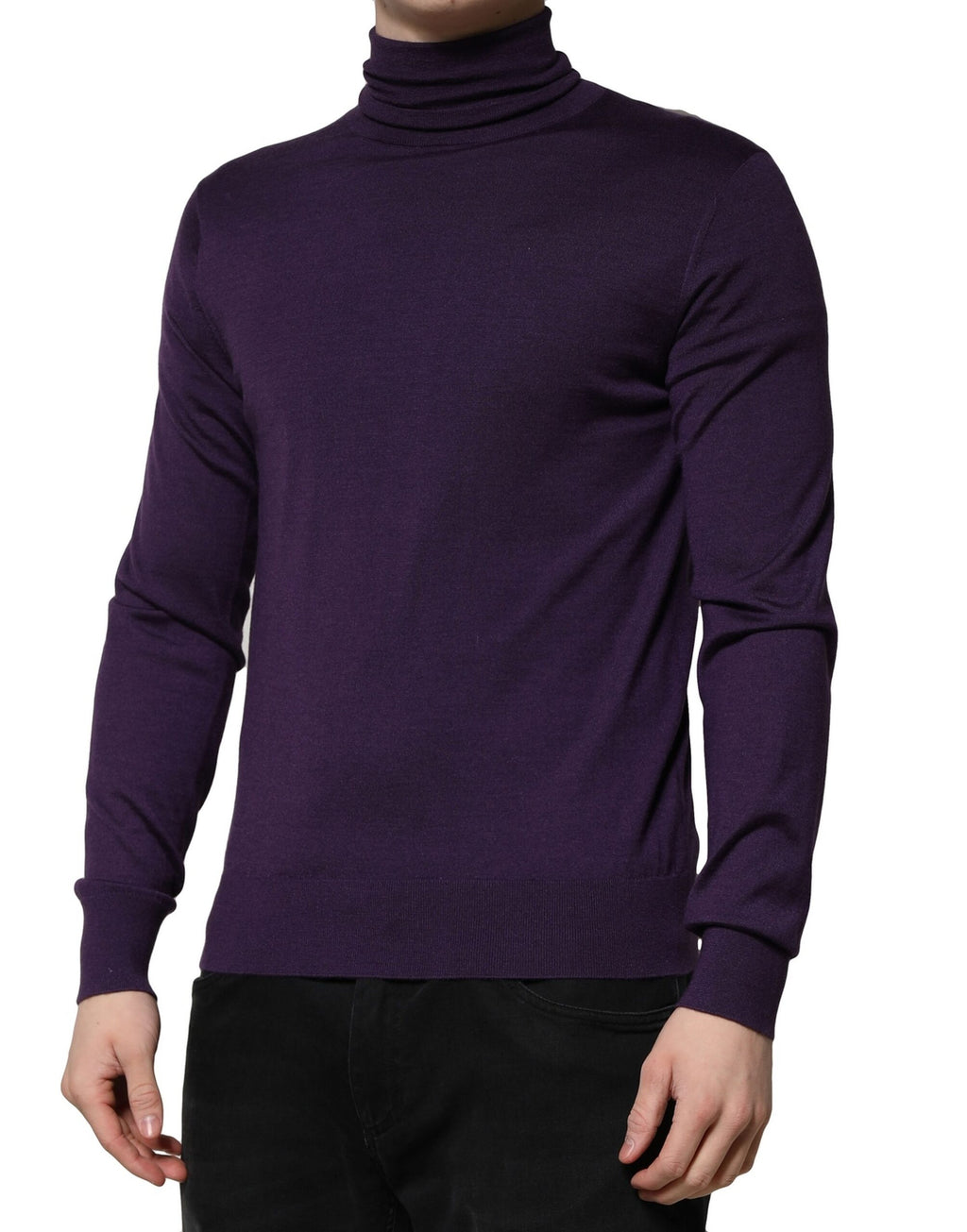 Dolce & Gabbana Purple Cashmere Turtleneck Pullover Sweater