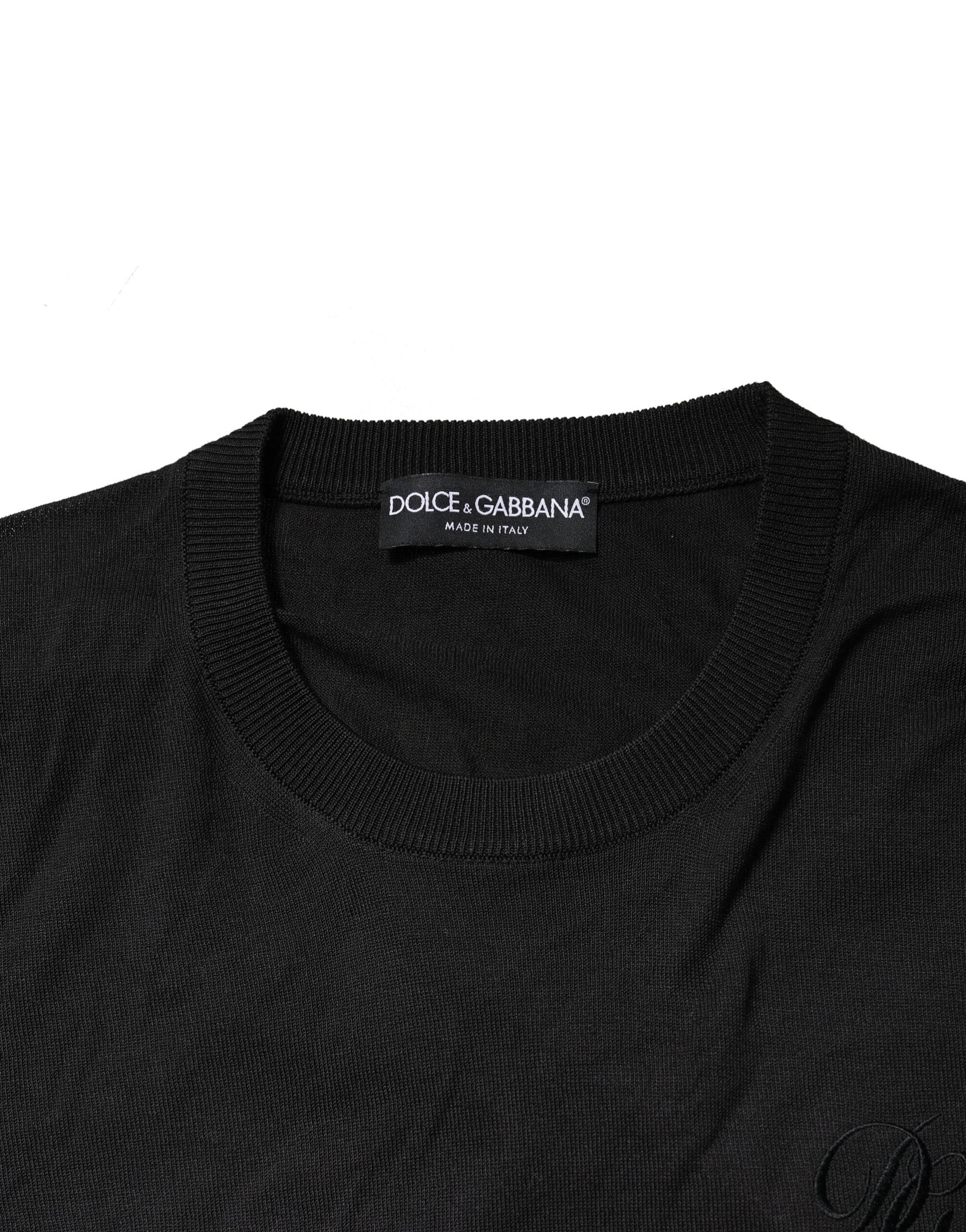 Dolce & Gabbana Black Cotton DG Logo Men Sweatshirt Sweater