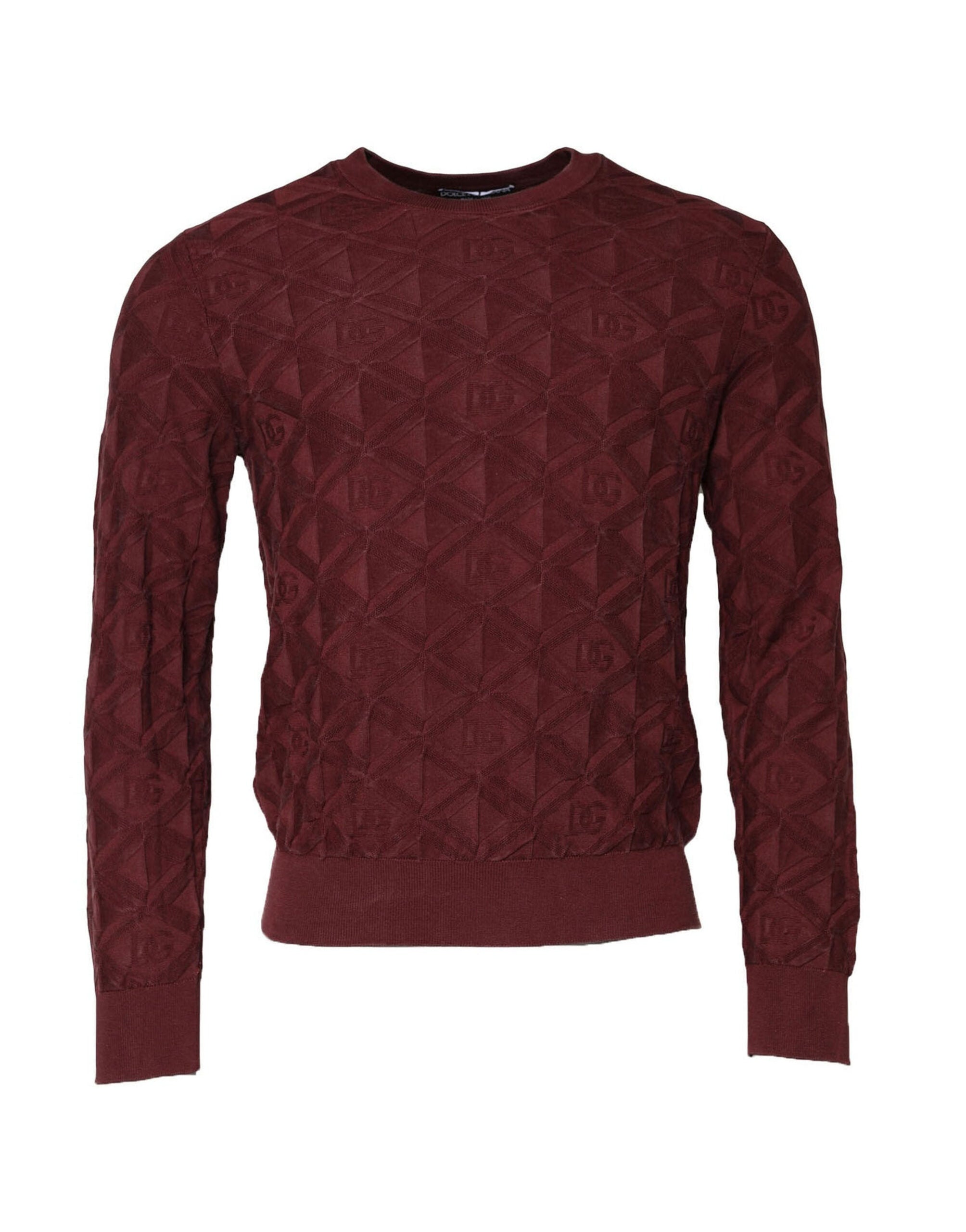 Dolce & Gabbana Bordeaux Silk Knit Crew Neck Pullover Sweater