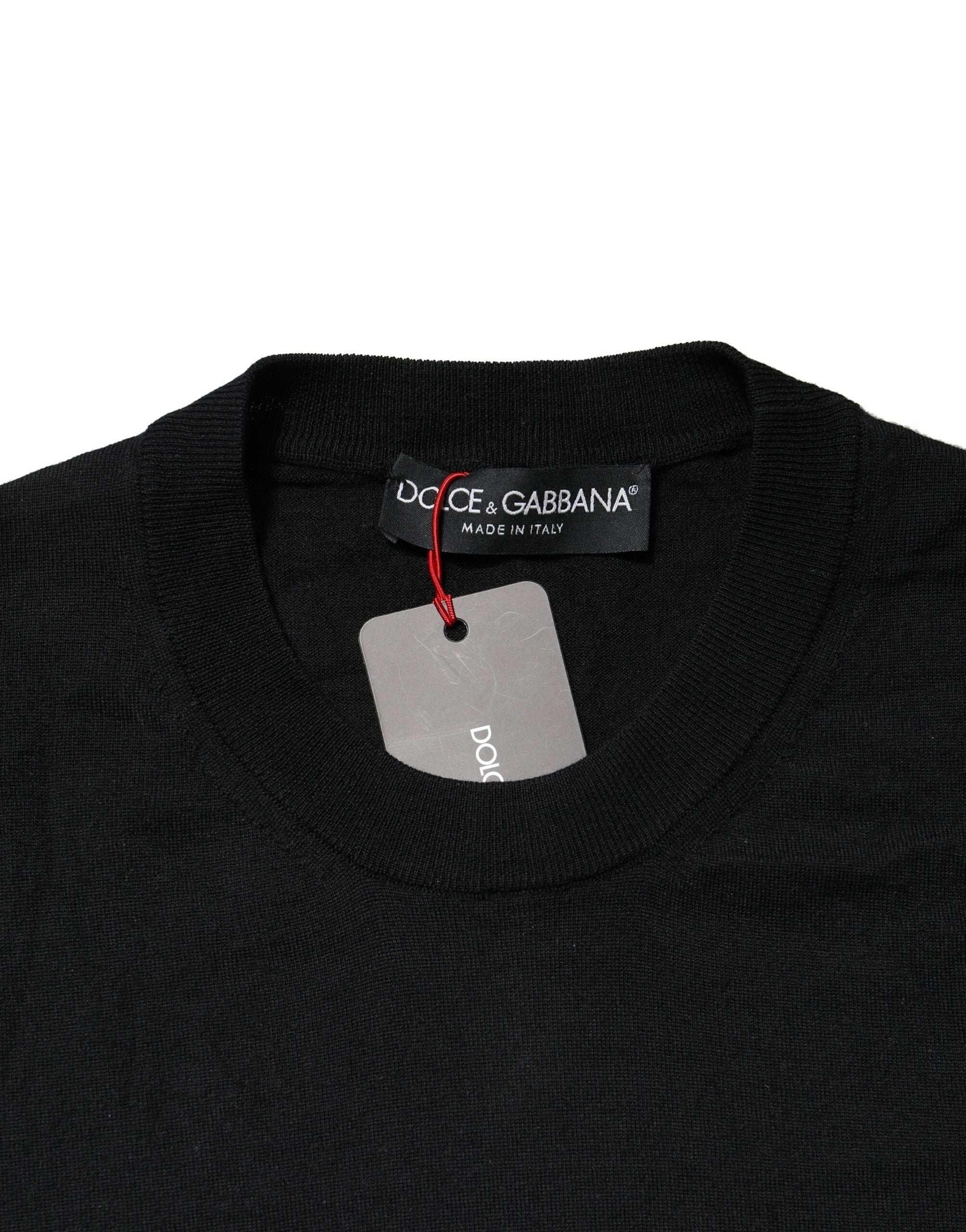 Dolce & Gabbana Black Long Sleeve Crew Neck Pullover Sweater