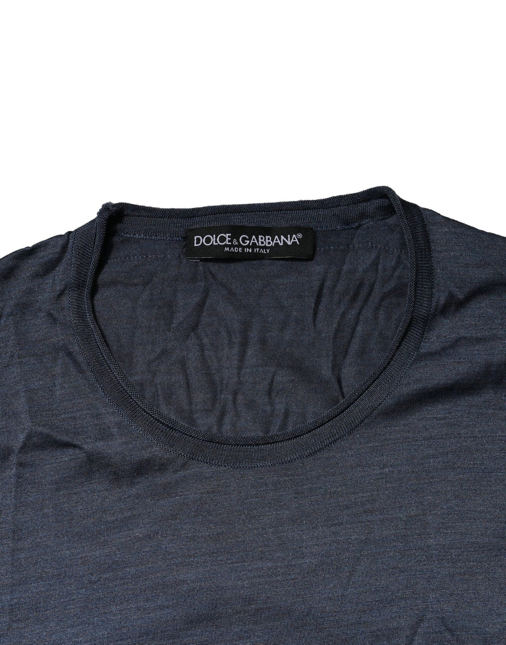 Dolce & Gabbana Dark Blue Silk Crew Neck Sweatshirt Sweater