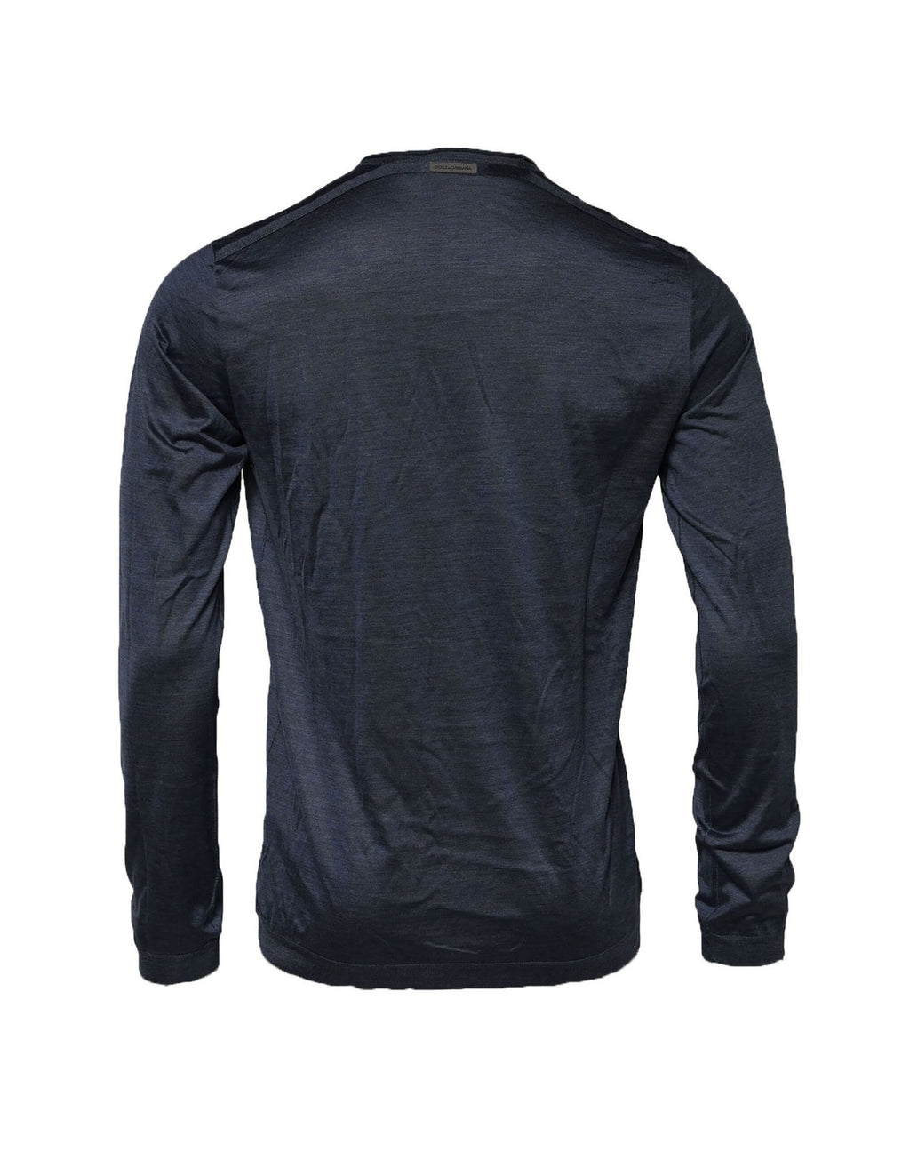 Dolce & Gabbana Dark Blue Silk Crew Neck Sweatshirt Sweater