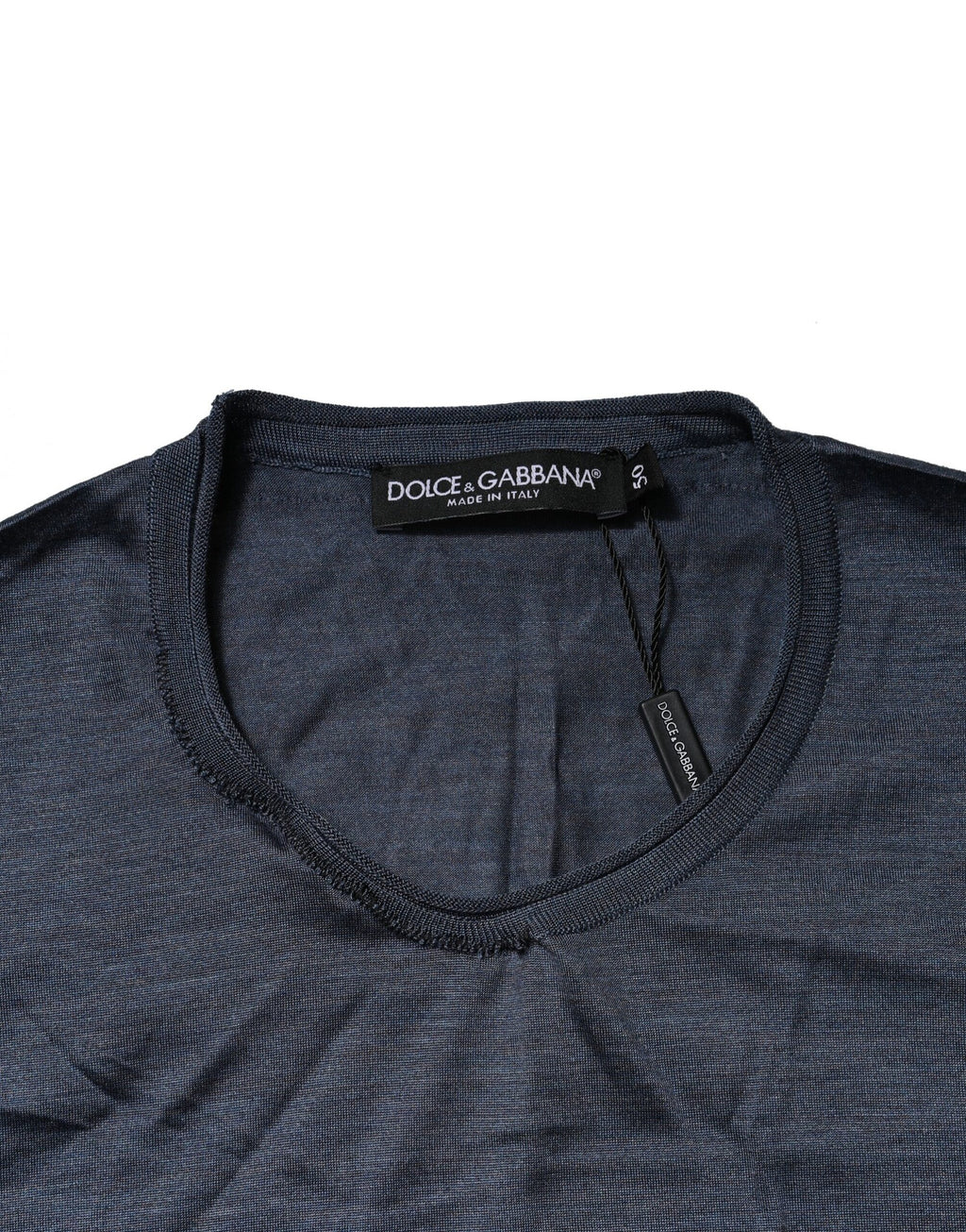 Dolce & Gabbana Dark Blue Silk Crew Neck Sweatshirt Sweater