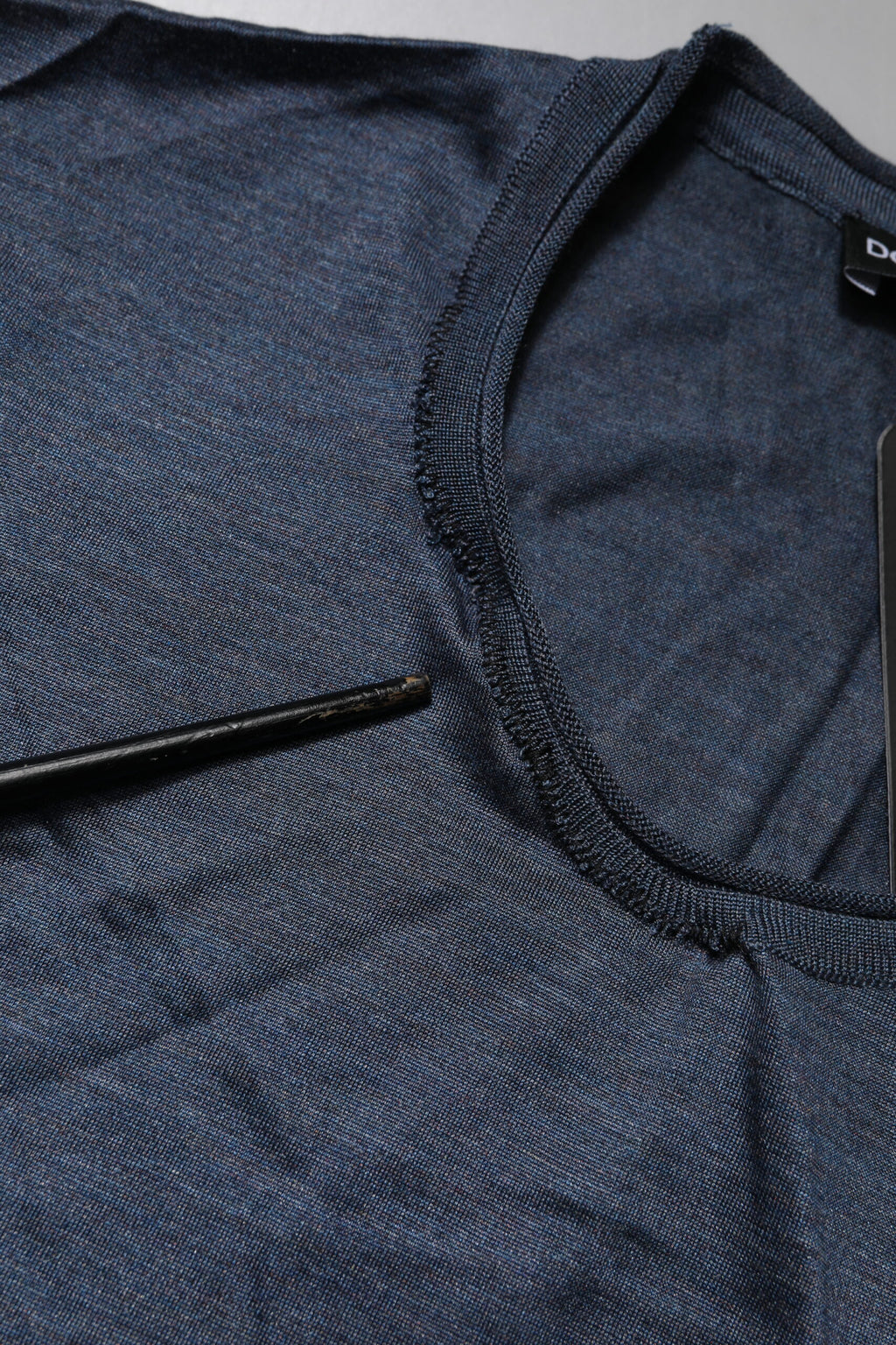 Dolce & Gabbana Dark Blue Silk Crew Neck Sweatshirt Sweater