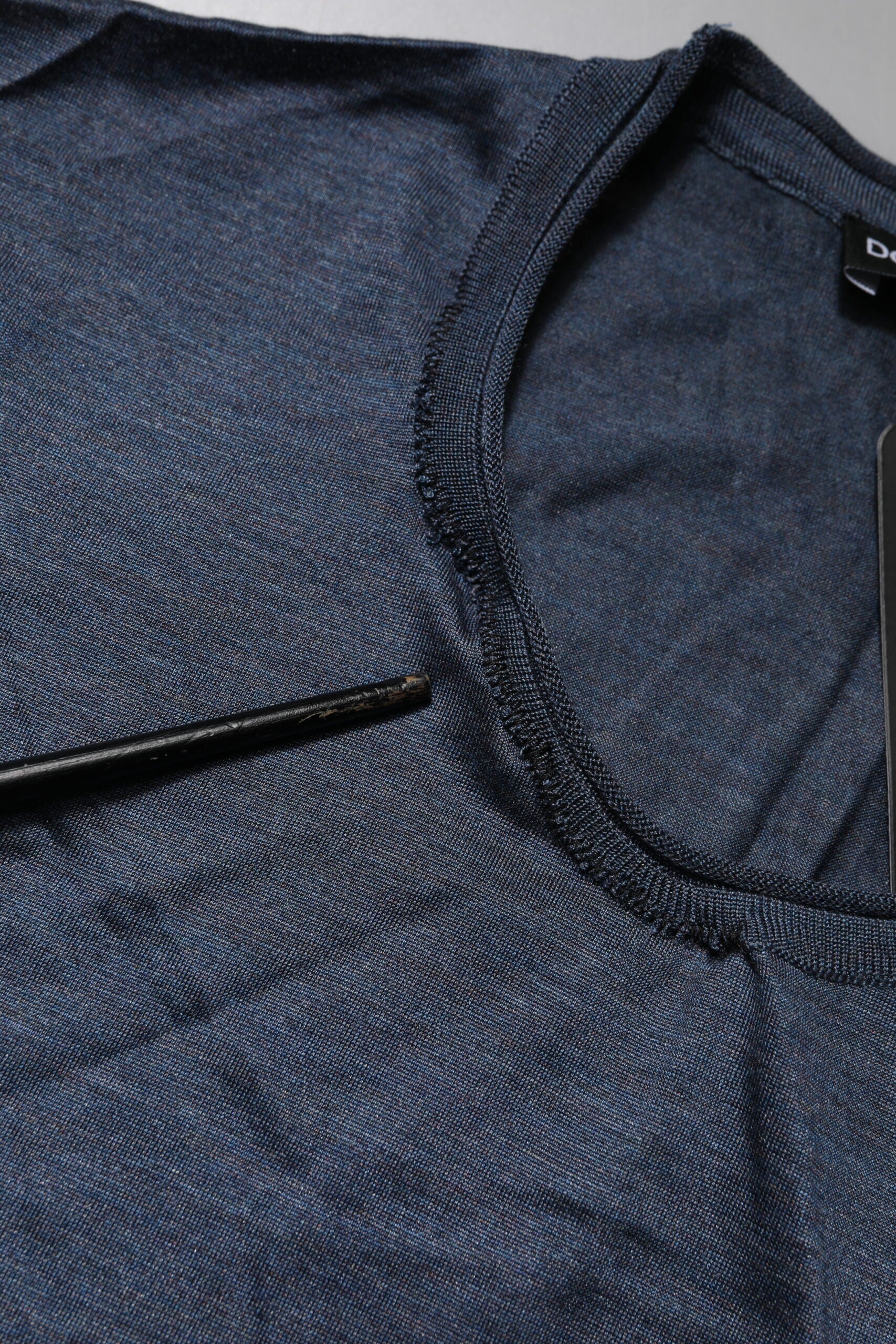 Dolce & Gabbana Dark Blue Silk Crew Neck Sweatshirt Sweater