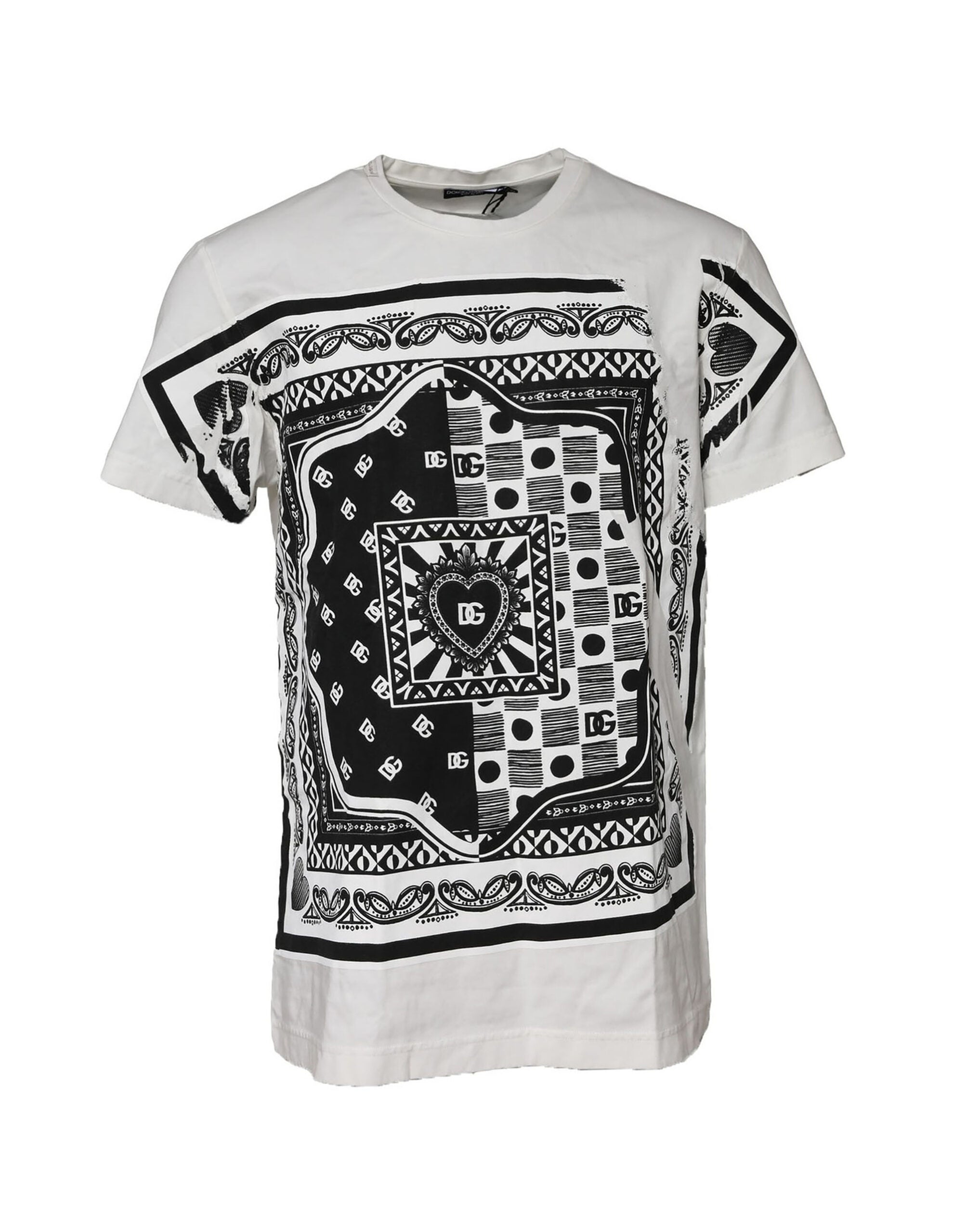 Dolce & Gabbana White Bandana Crew Neck Short Sleeve T-shirt