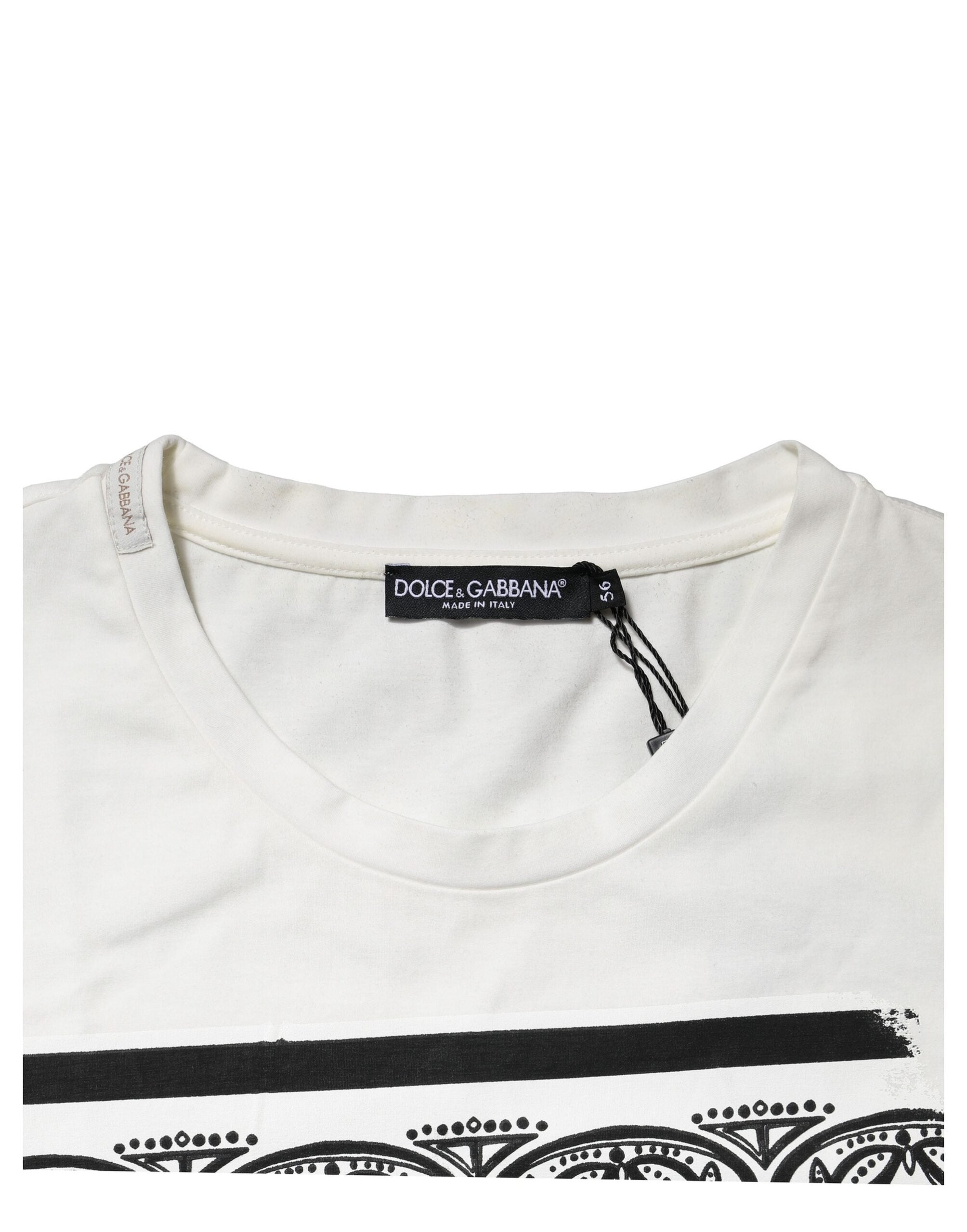 Dolce & Gabbana White Bandana Crew Neck Short Sleeve T-shirt