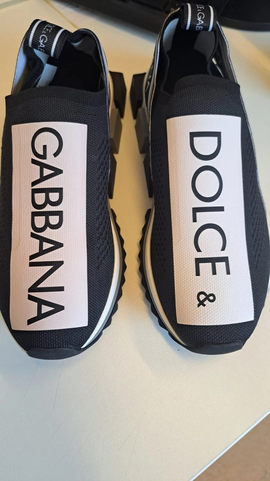 Dolce & Gabbana Black White Slip On Sorrento Sneakers Shoes