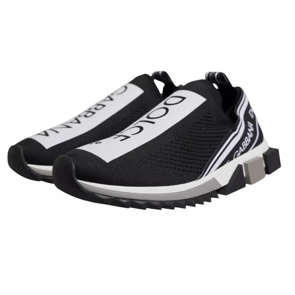 Dolce & Gabbana Black White Slip On Sorrento Sneakers Shoes