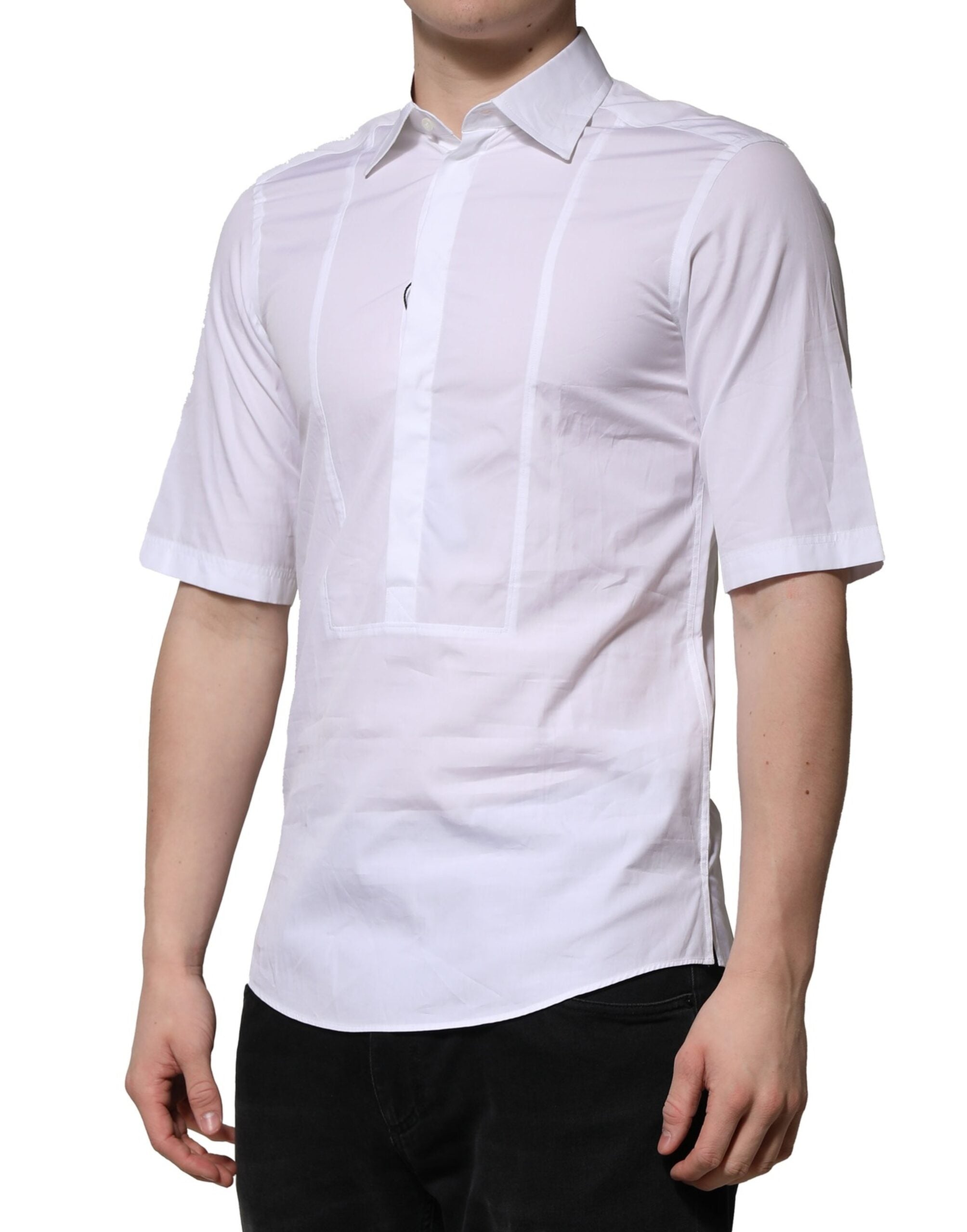Dolce & Gabbana White Cotton Short Sleeves Men Formal Shirt