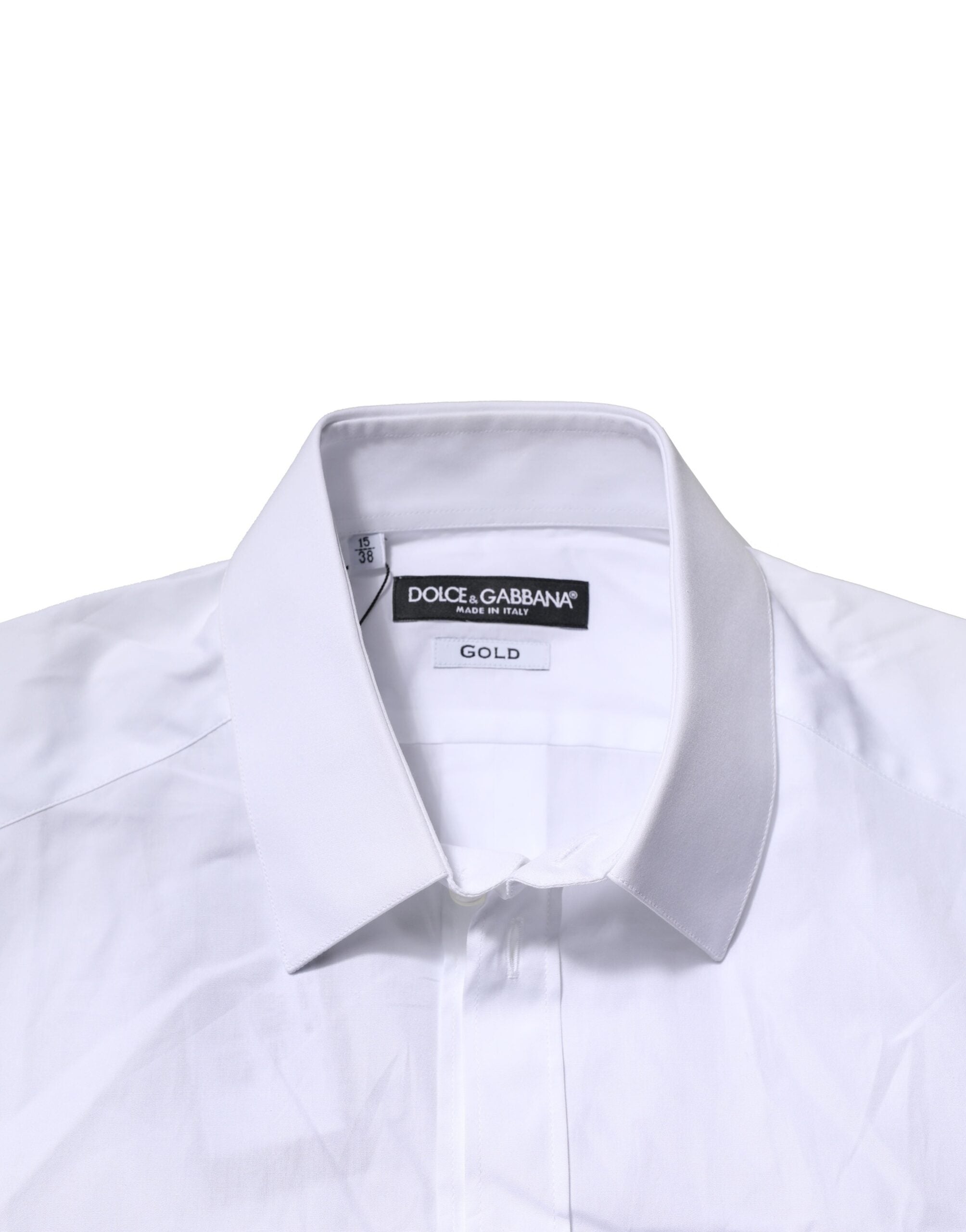 Dolce & Gabbana White Cotton GOLD Short Sleeves Formal Shirt
