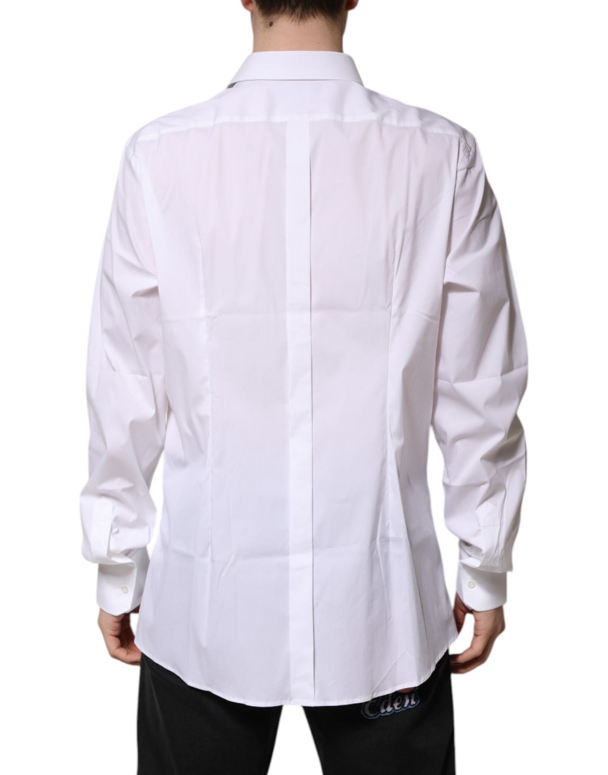 Dolce & Gabbana White Cotton GOLD Long Sleeves Formal Shirt