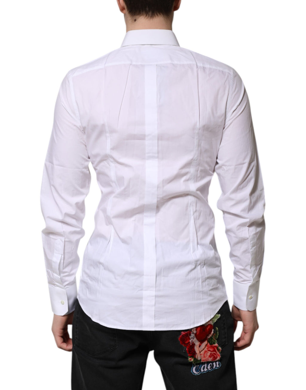 Dolce & Gabbana White Cotton GOLD Long Sleeves Formal Shirt