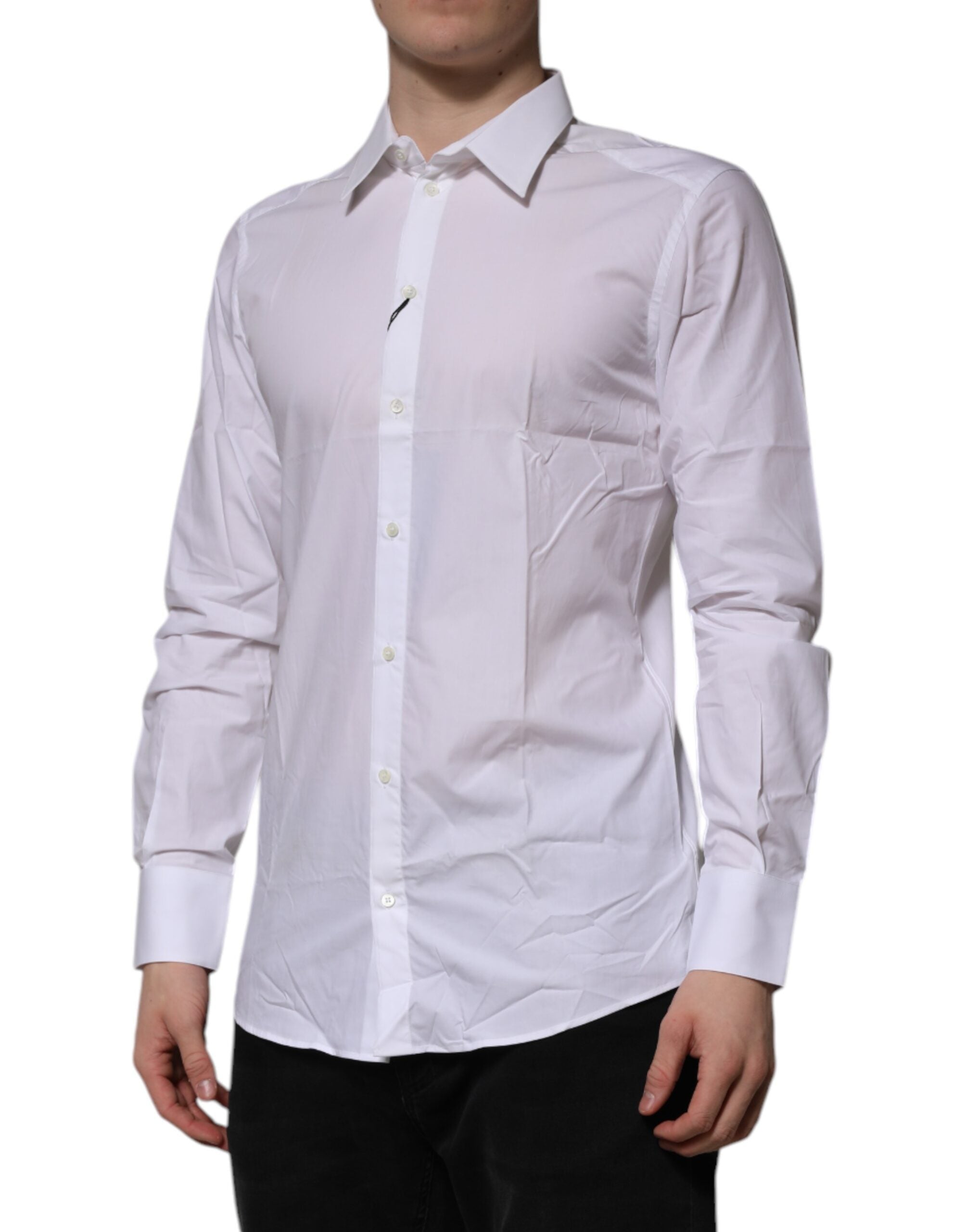 Dolce & Gabbana White Cotton GOLD Long Sleeves Formal Shirt