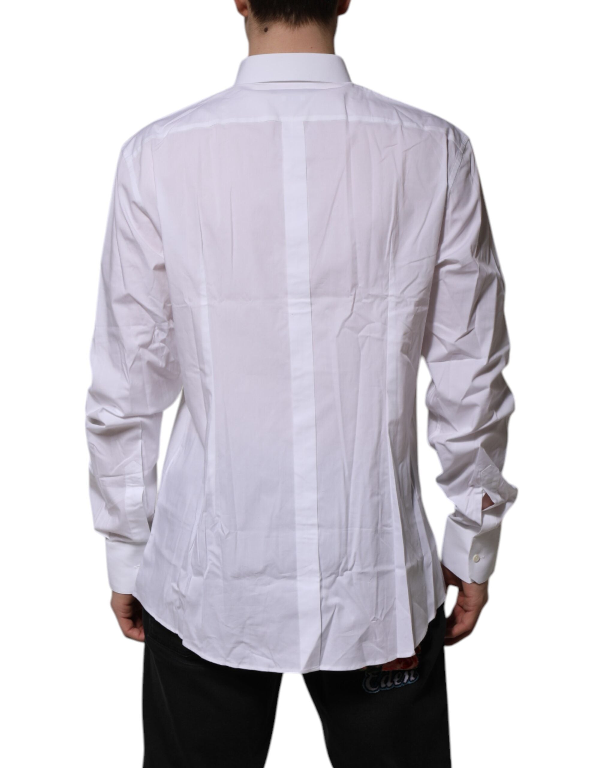 Dolce & Gabbana White Cotton GOLD Long Sleeves Formal Shirt