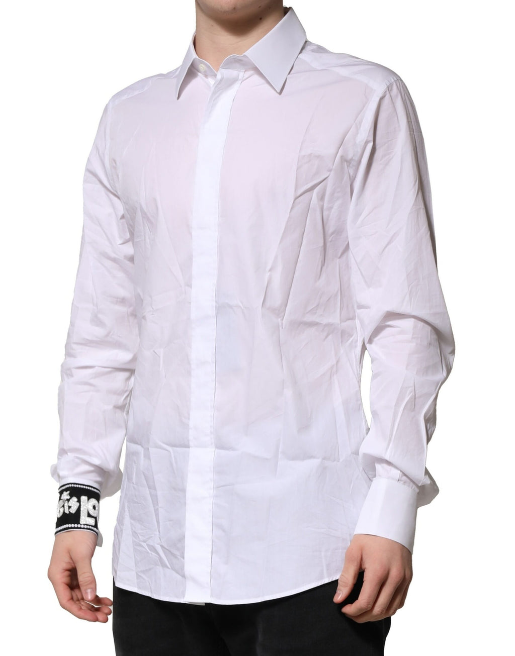 Dolce & Gabbana White Cotton GOLD Long Sleeves Formal Shirt