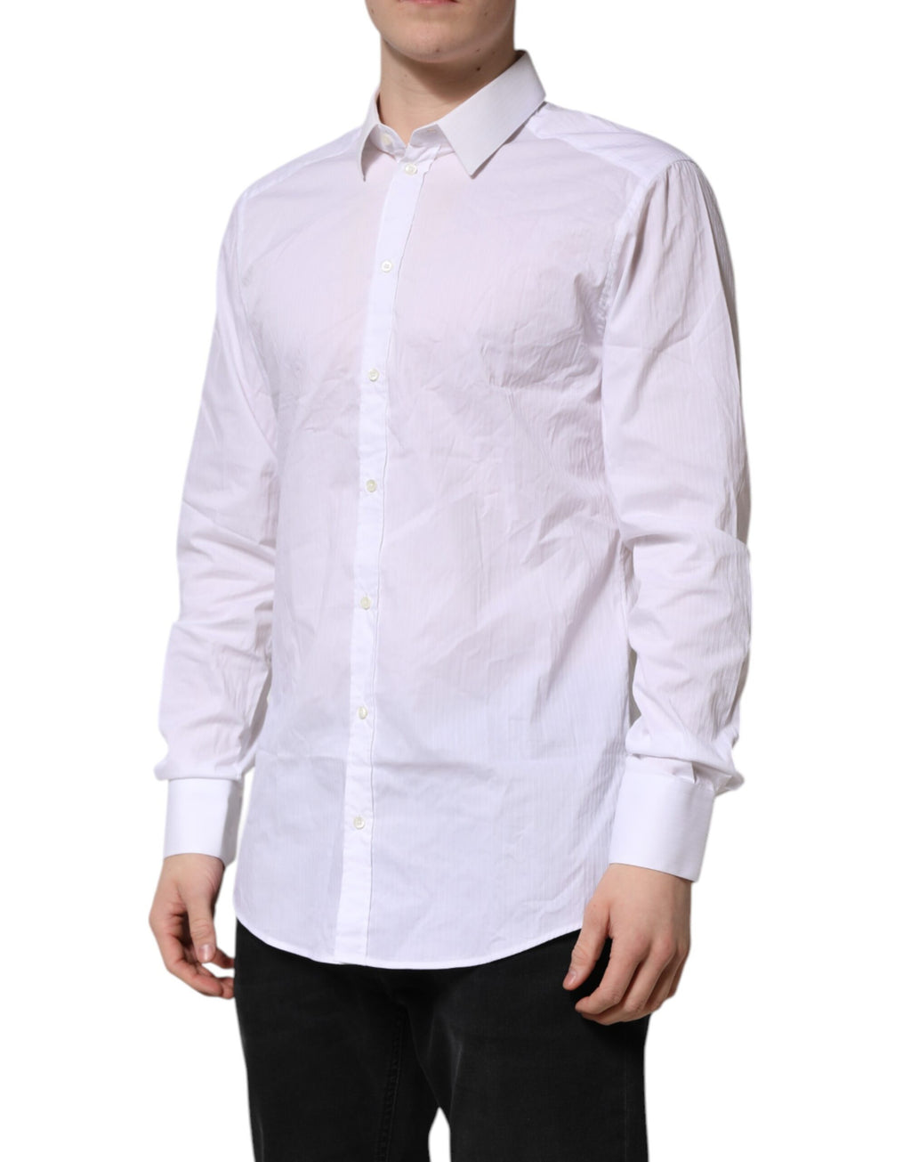 Dolce & Gabbana White Cotton GOLD Long Sleeves Formal Shirt