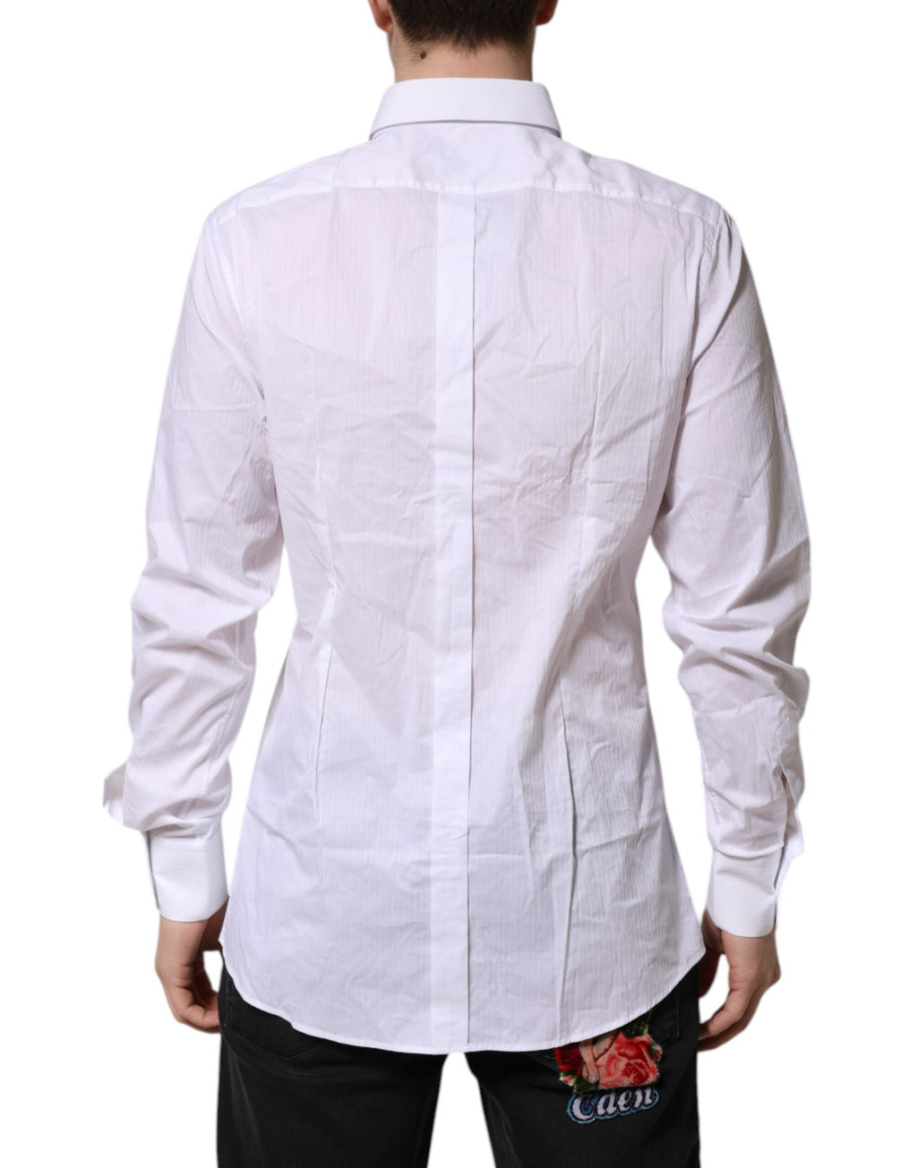 Dolce & Gabbana White Cotton GOLD Long Sleeves Formal Shirt