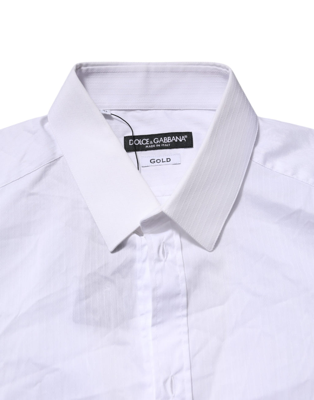 Dolce & Gabbana White Cotton GOLD Long Sleeves Formal Shirt