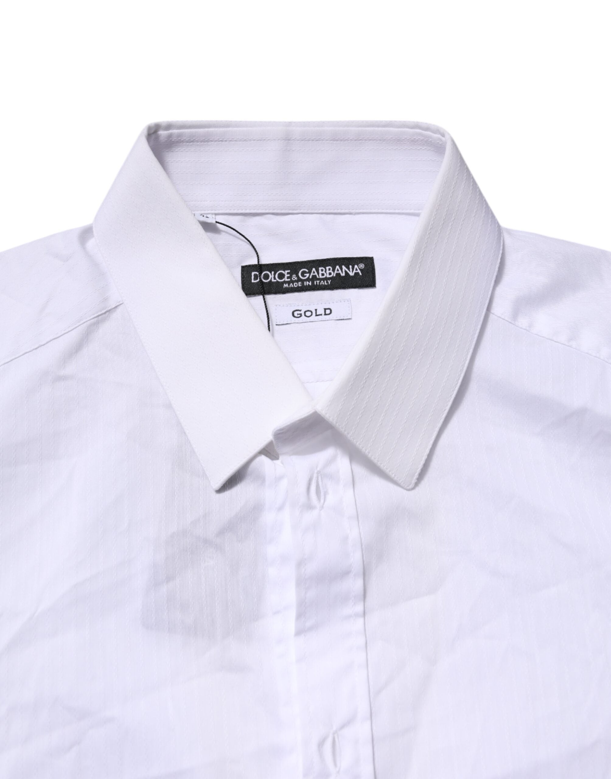 Dolce & Gabbana White Cotton GOLD Long Sleeves Formal Shirt