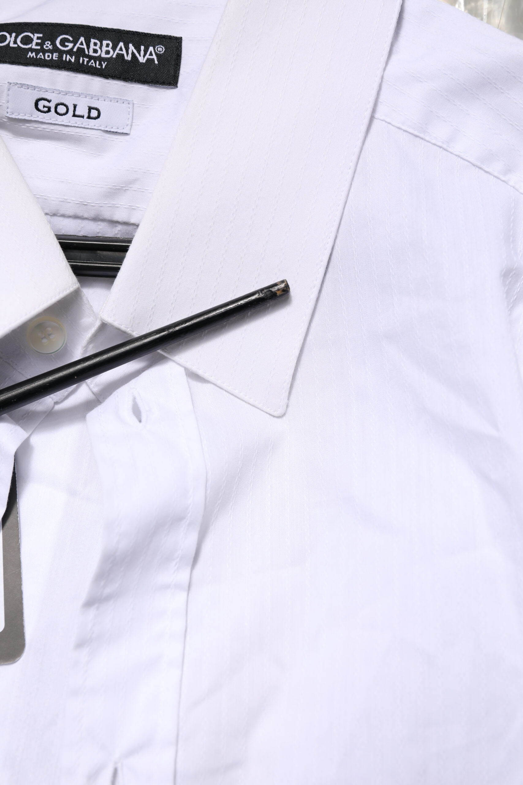 Dolce & Gabbana White Cotton GOLD Long Sleeves Formal Shirt