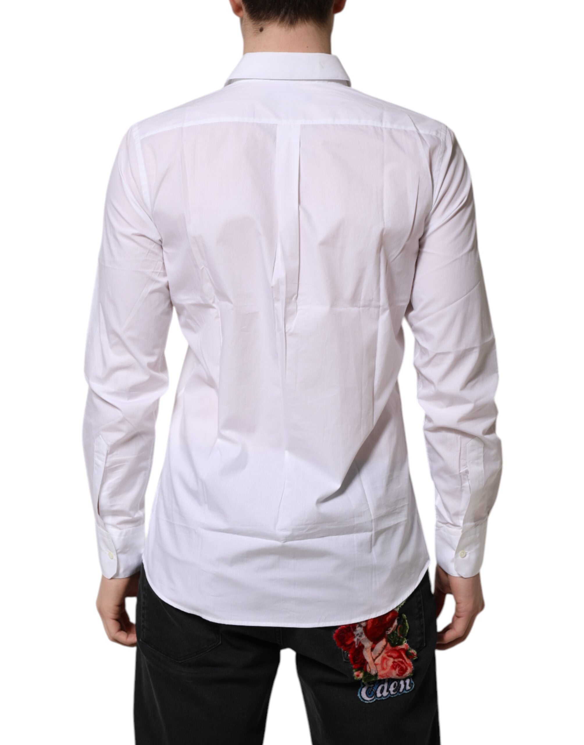 Dolce & Gabbana White Cotton Long Sleeves Men Formal Shirt