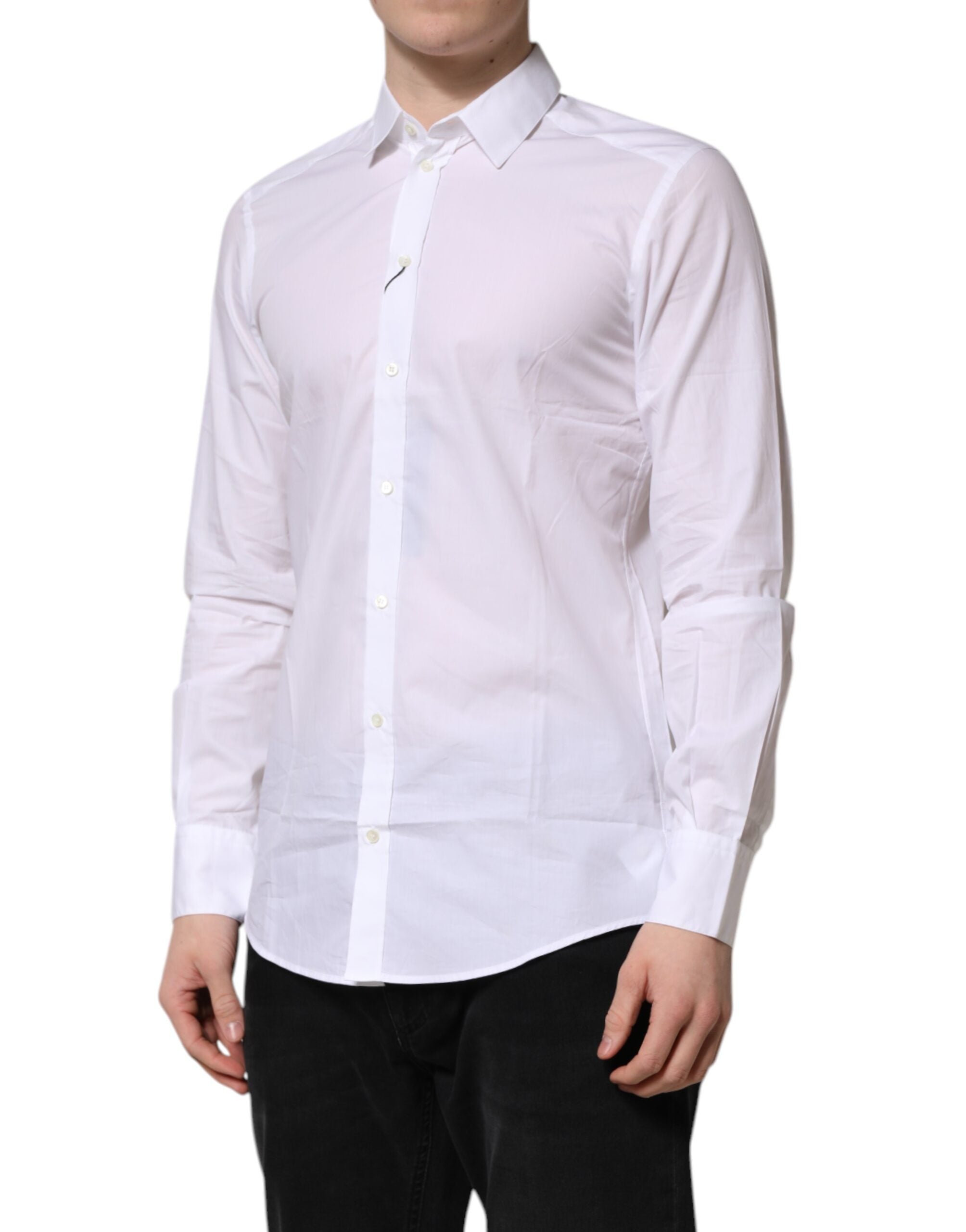 Dolce & Gabbana White Cotton Long Sleeves Men Formal Shirt